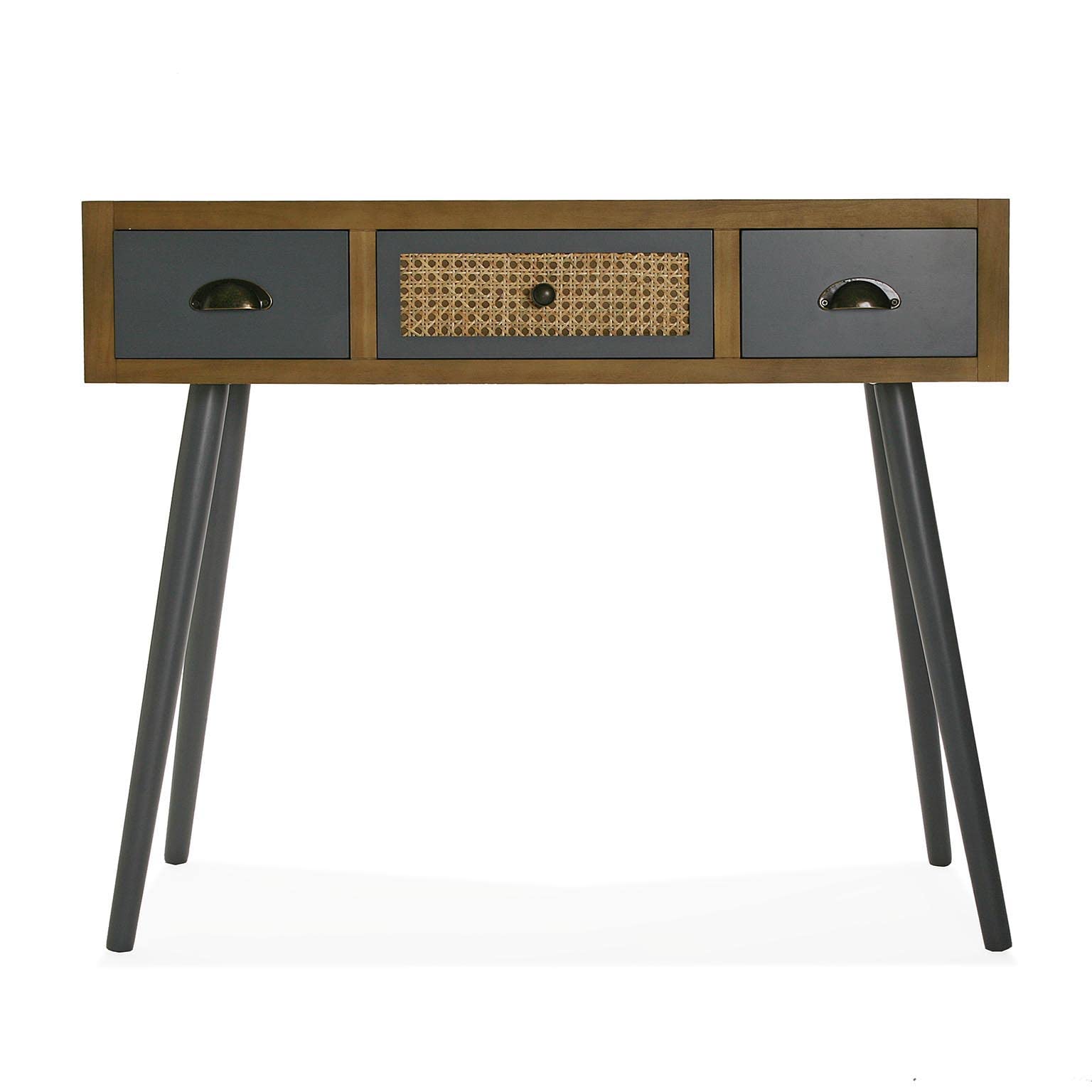 Versa Pandora Mueble Recibidor Estrecho para Entrada o Pasillo, Mesa Consola, con 3 cajones, Medidas (Al x L x An) 79 x 30 x 90 cm, Madera, Color Marrón
