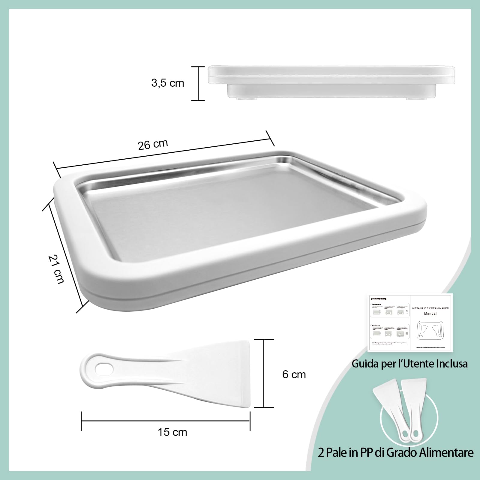 Macchina per il Gelato, Gelateria Con 2 Spatole, 26 x 21cm Macchine per gelato Soft Yogurt, gelato fatto in casa fai da te, Macchina Gelato Casa (Bianco, One Size)