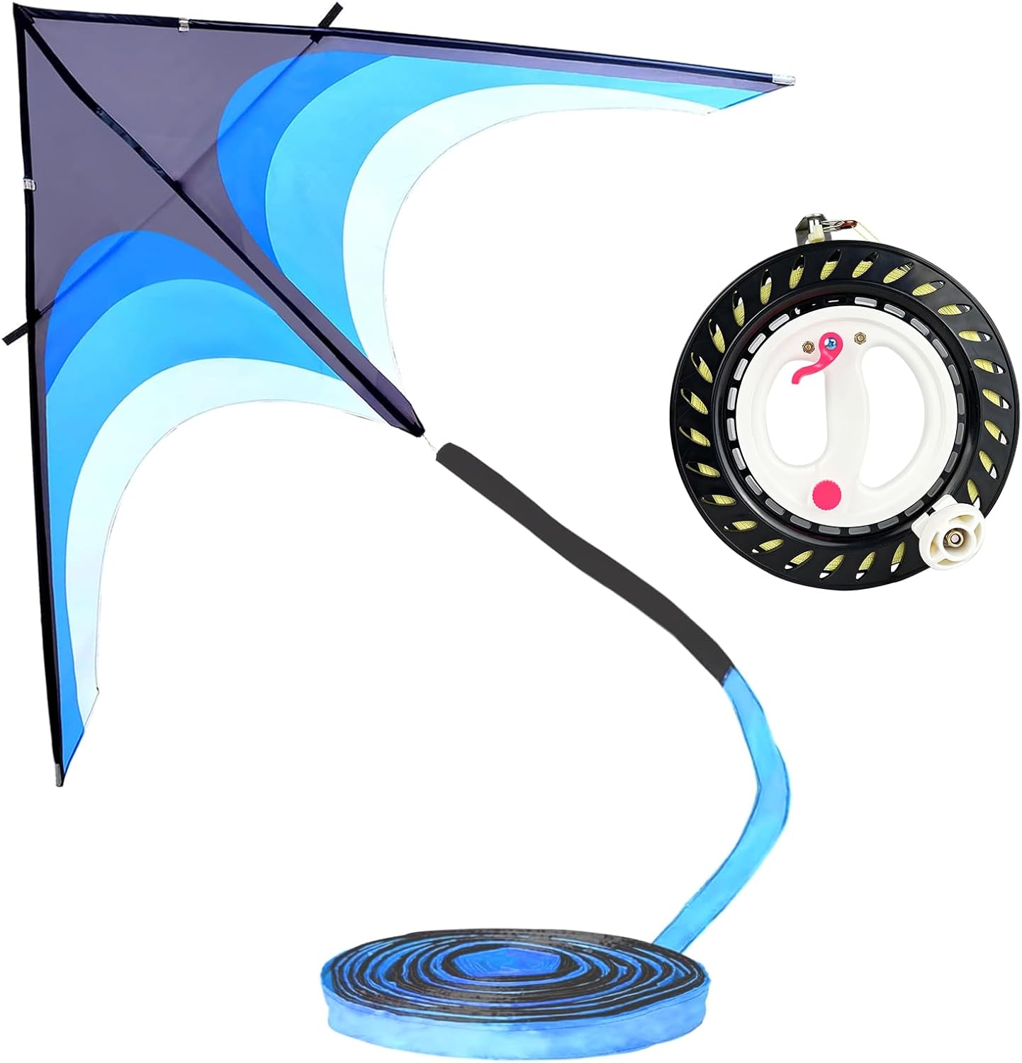 Huge Delta Kite for Adults with 9in Kite String Reel Winder with Brake, Easy to Fly
