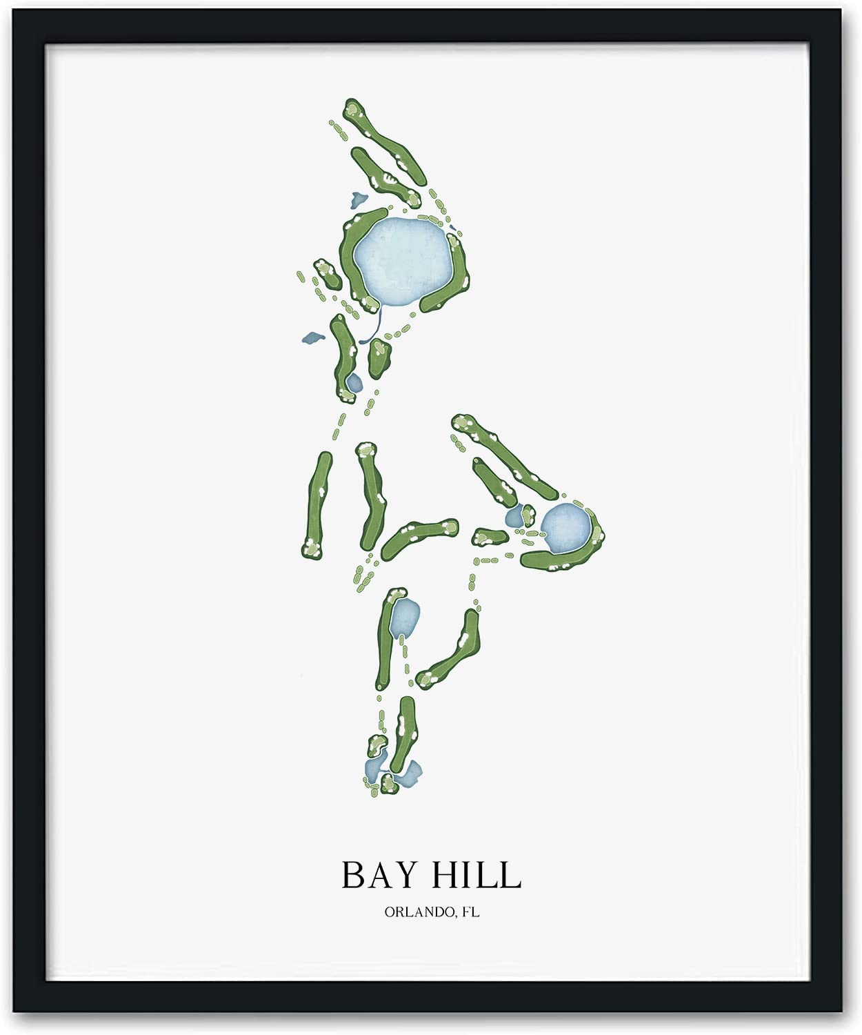 Amazon.com - BAY HILL COURSE MAP - FRAMED - Wall Art, Golf Artwork, Home  Decor, Black Wood Frame, Golf Course Map (Bay Hill, 18" x 24")