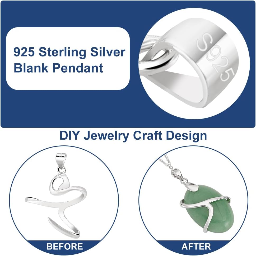 PLIGREAT 925 Sterling Silver Prong Pendant Base for Irregular Shape Gemstones Setting Gold Blank Settings Prong Metal Pendant Mounting Setting for DIY Necklace Charm Crafts Jewelry Making - Image 3