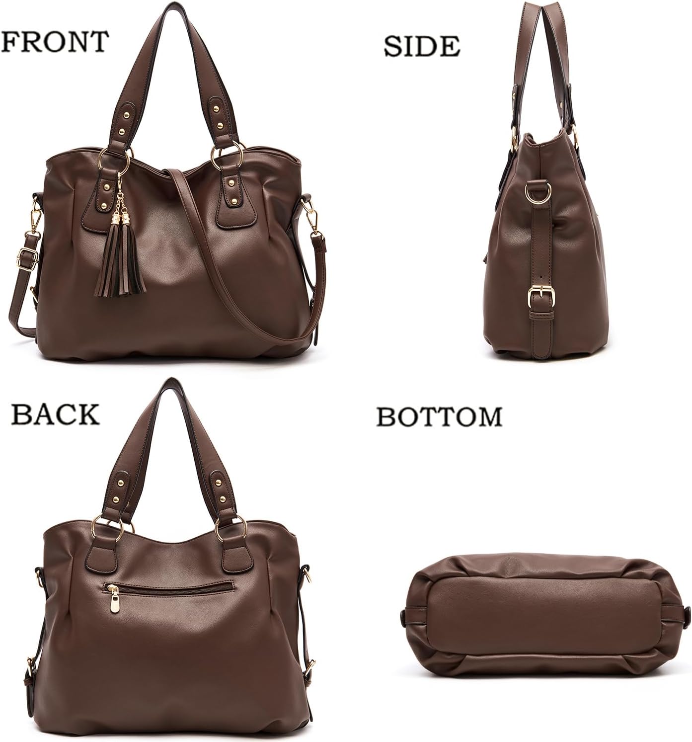 Soperwillton Fashion Handbag for Women Shoulder Bag Top Handle Satchel Hobo Tote Bag Purse Set 4pcs - Image 3