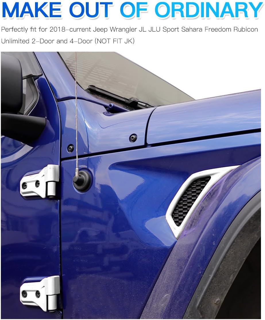 Barong for Jeep Wrangler JL JLU Gladiator JT 2018-2026 Exterior Accessories Side Air Conditioning Vent Cover Trim - White