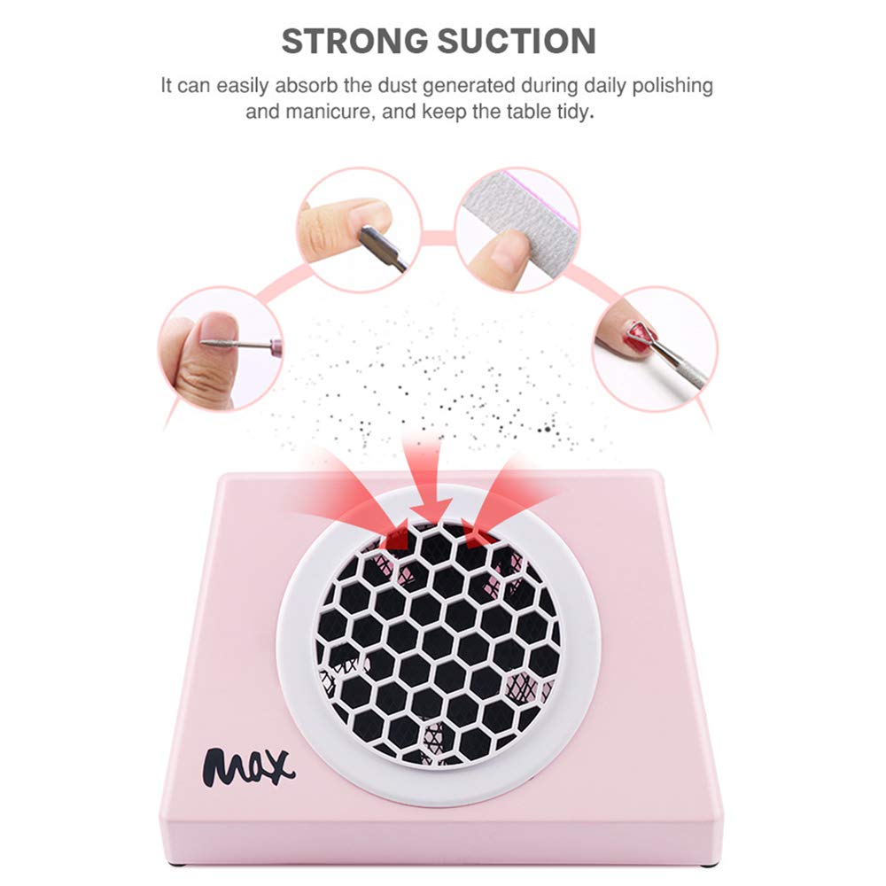 Aspirapolvere per unghie con sacchetti raccoglipolvere, 100W Manicure Aspirazione collettore polveri Estrattore Macchina, Professionale Nail Art Strumenti salone Attrezzature raccolta,Bianca