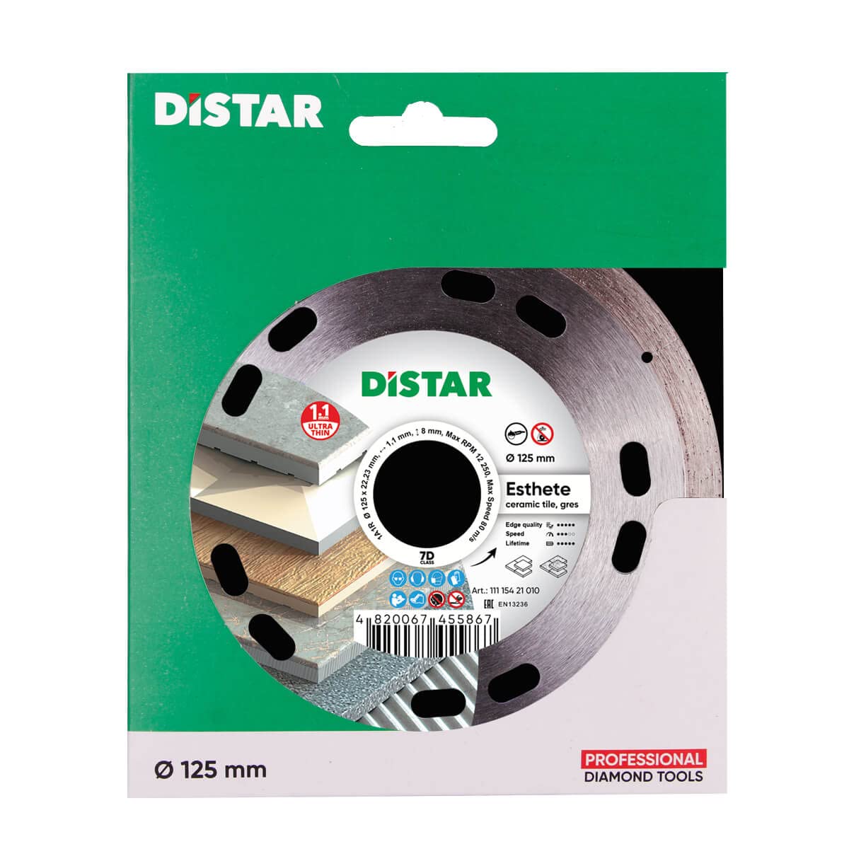 Distar 1A1R - Disco da taglio diamantato per piastrelle, ceramica, vetro smaltato, marmo, granito ceramico duro, extra sottile, classe industriale