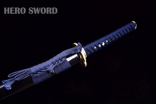 Miniatura 9 de HERO SWORD Tao Luan Hamon de acero templado hecho a mano de arcilla T10 Katana auténtica japonesa Kanahada pulido samurai espada real de combate