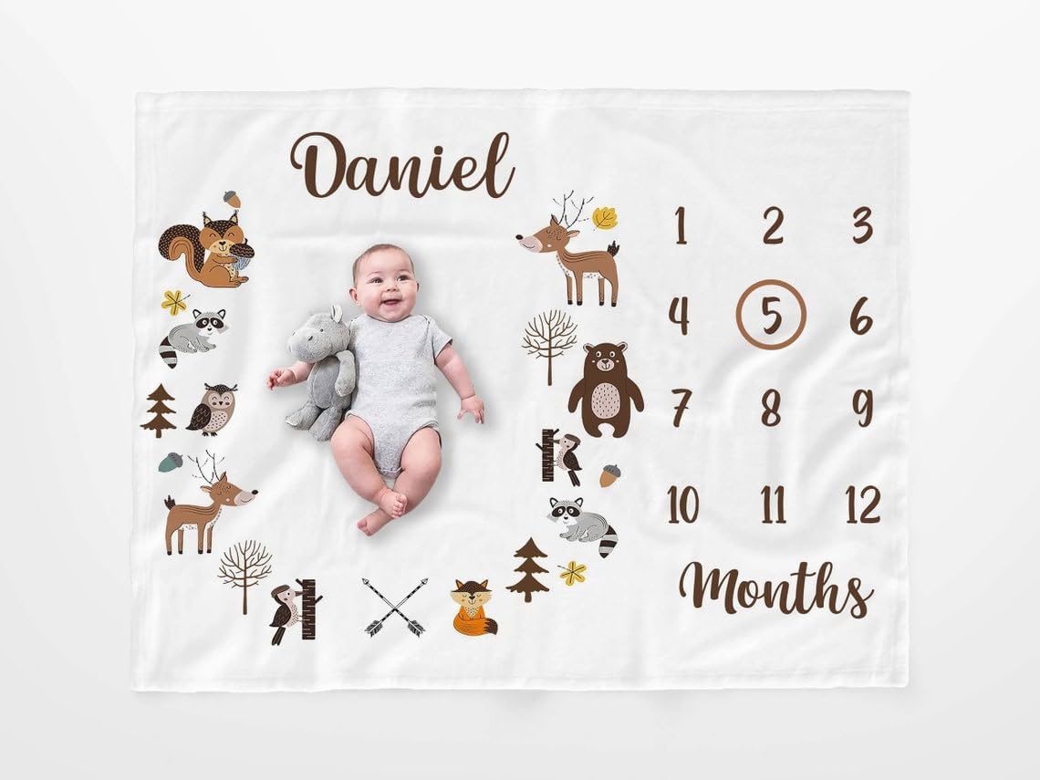 Home Gourmet Forest Monthly Milestone Blanket,Forest