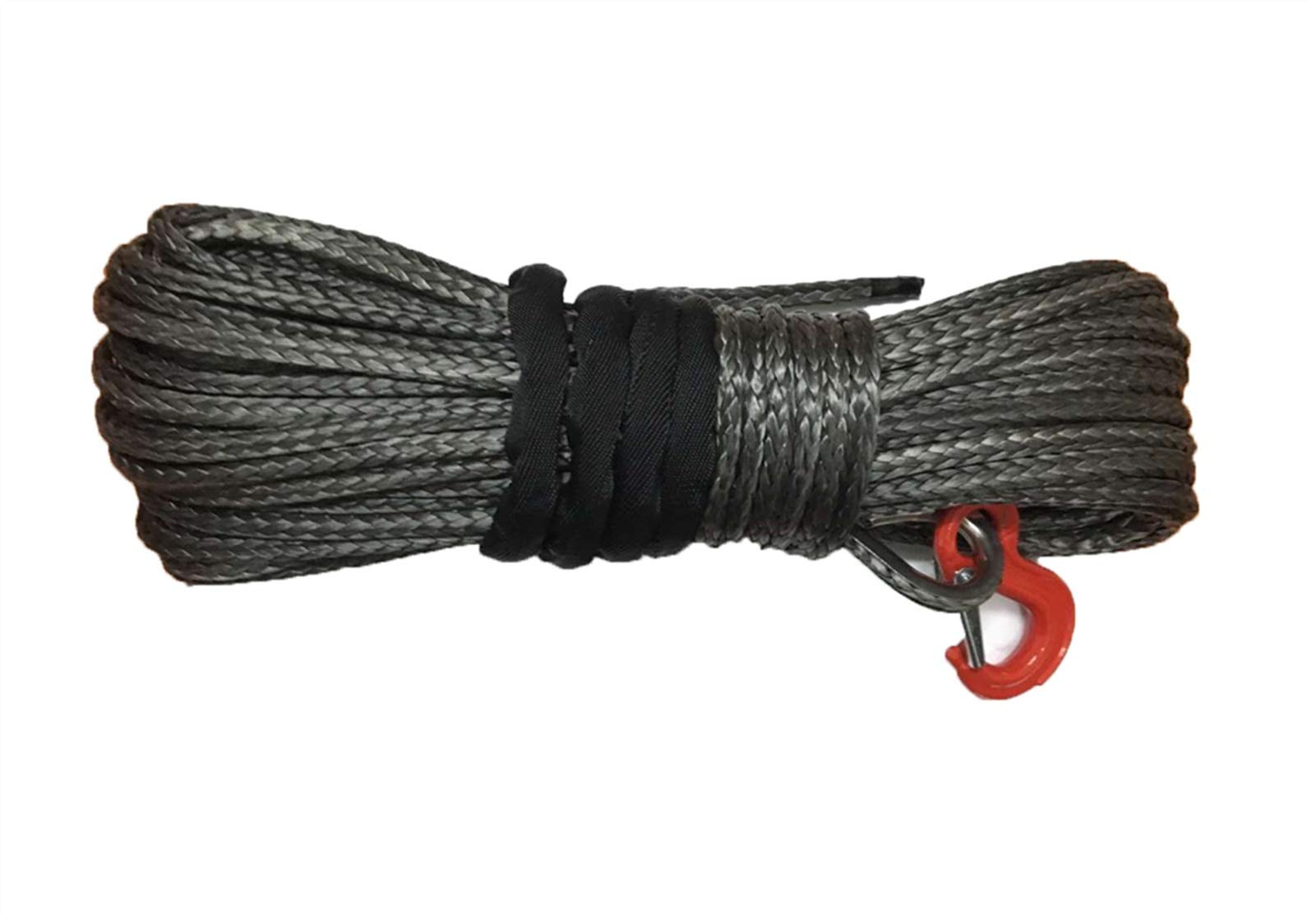 Winch Rope, 12MM X 40M Fiber Synthetic Winch Rope with Hook for 4WD Recovery(Grijs)