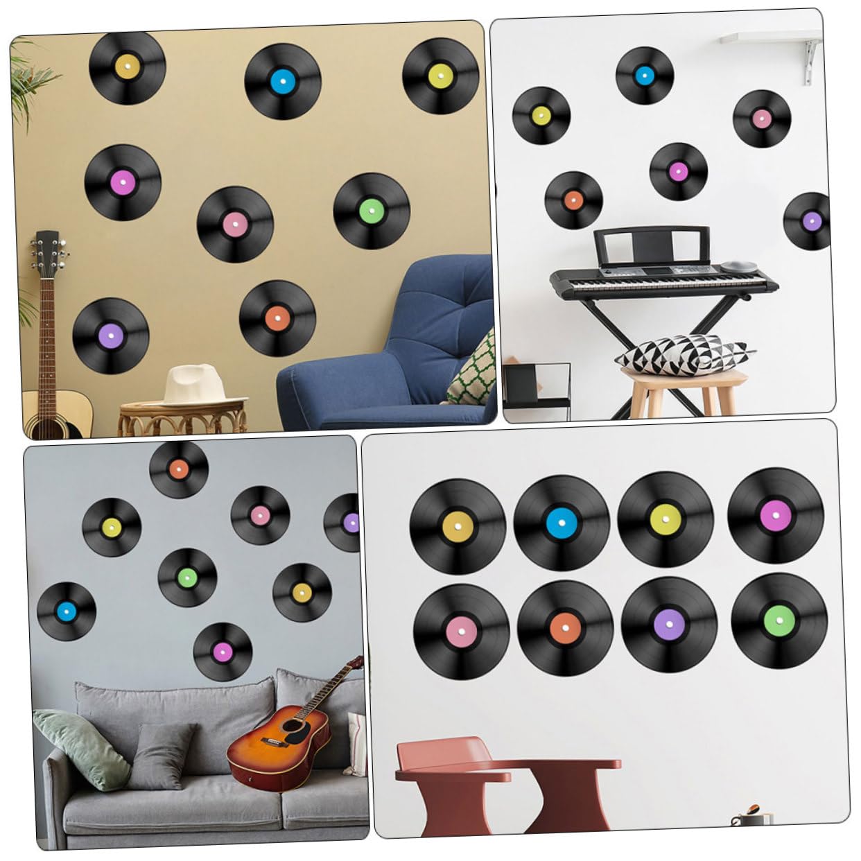 Tofficu 3 Set Adesivo Da Parete Per in Vinile Musica Adesivi Festa Anni '80 Documentazione Coperture Gioia Decorazione Della Parete Cd Decorazione Di Da Parete Estetico Pvc