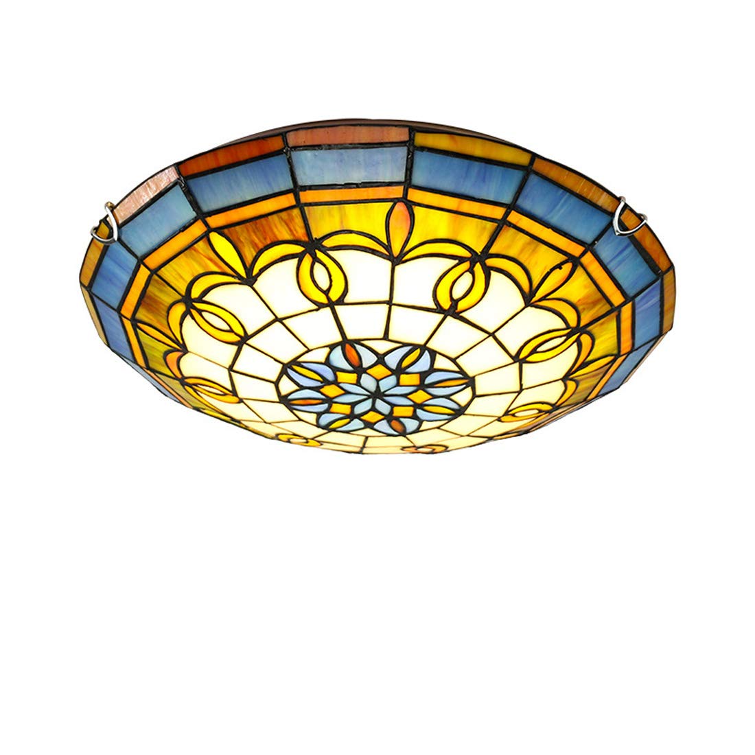 Tiffany Style Ceiling Lights Flush Mount, Vintage Stained Glass Hallway Ceiling Lamp, E27 Bulb Retro Round Shade Ceiling Lighting Fixtures for Bedroom Living Room,H,40cm — image 1