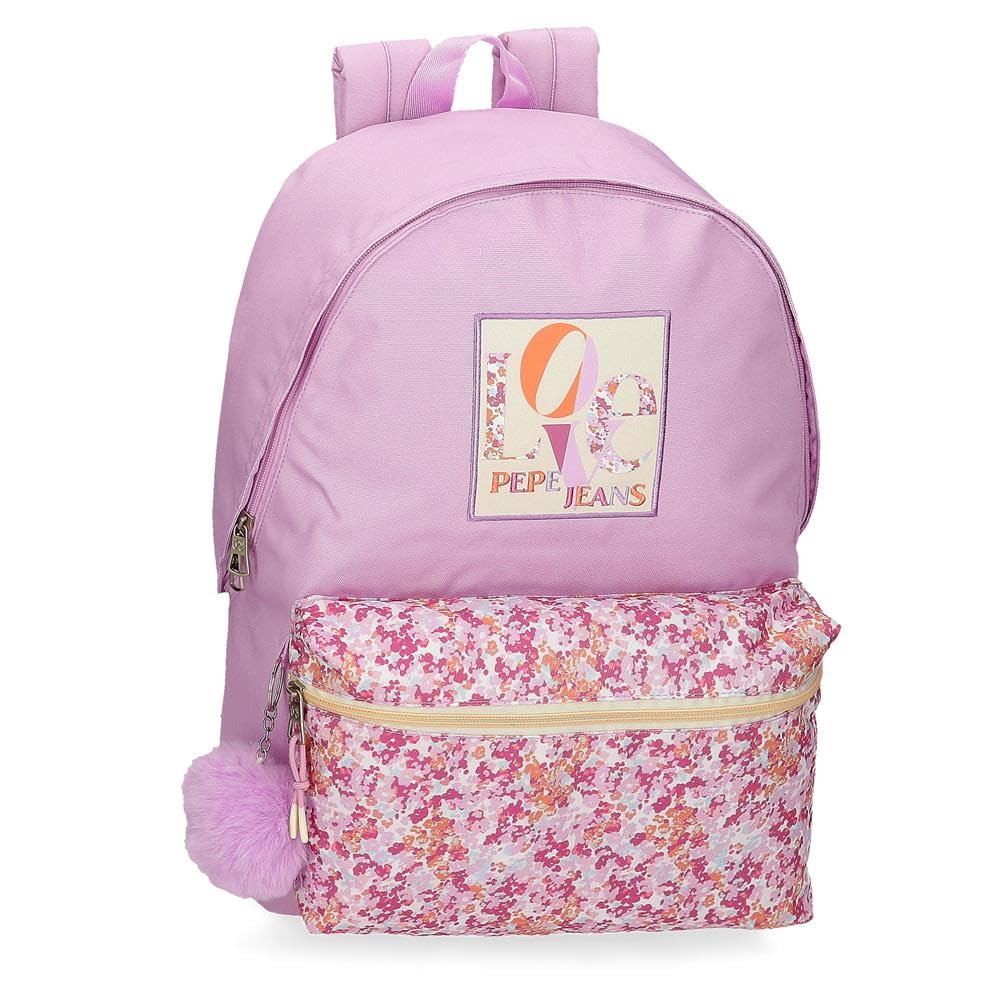 Pepe Jeans Katherine Zaino Scuola Ragazza Con Doppio Scomparto - Blu 31x46x16 Cm, 24L, Adattabile A Carrello, Con Astuccio E Porta Merenda