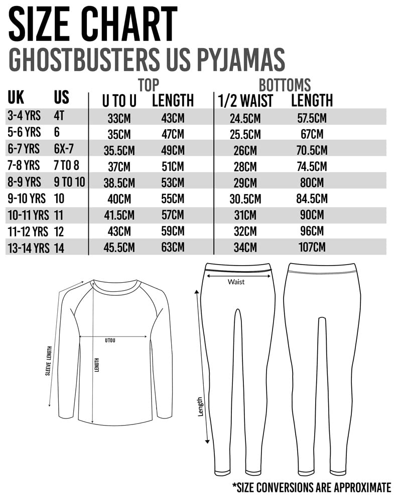Ghostbusters Kids Pyjamas | Boys Girls Grey Black Ghosts T-Shirt Long Length Bottoms Pjs | Childrens Movie Merchandise