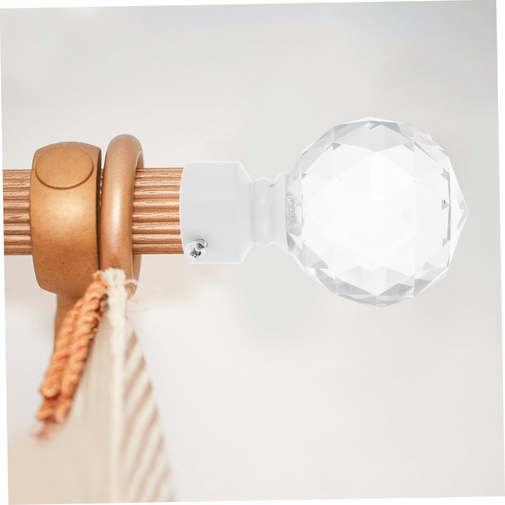 Ipetboom 2 pièces Embouts Décoratifs pour Tringle à Rideaux Cristal Blanc Crème Accessoires Robustes Fer et Cristal pour Fenêtre Finition Soignée et Design Créatif