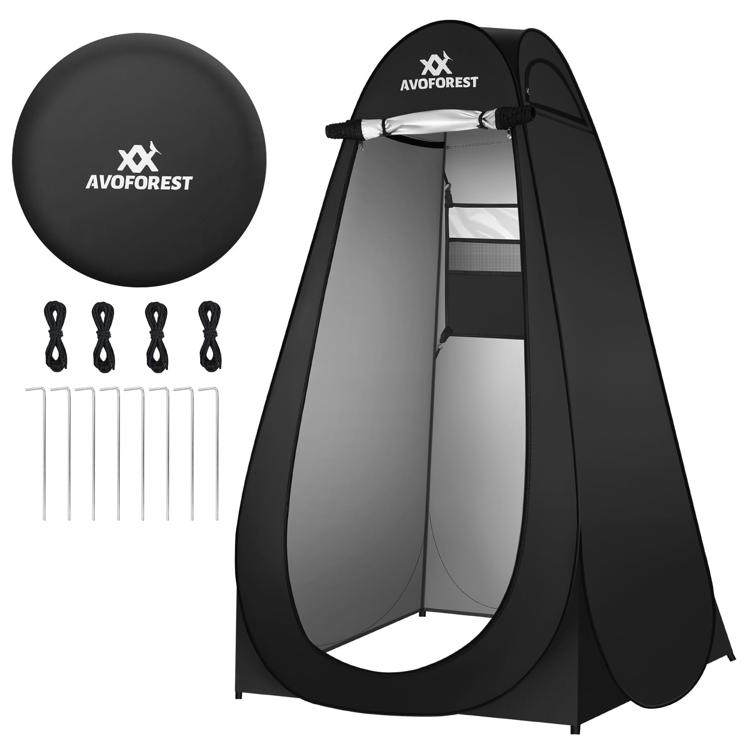 Tente de douche pop-up, avec sac de transport et accessoires, vestiaire mobile, intimité, toilettes d'extérieur, camping, randonnée, plage, pêche