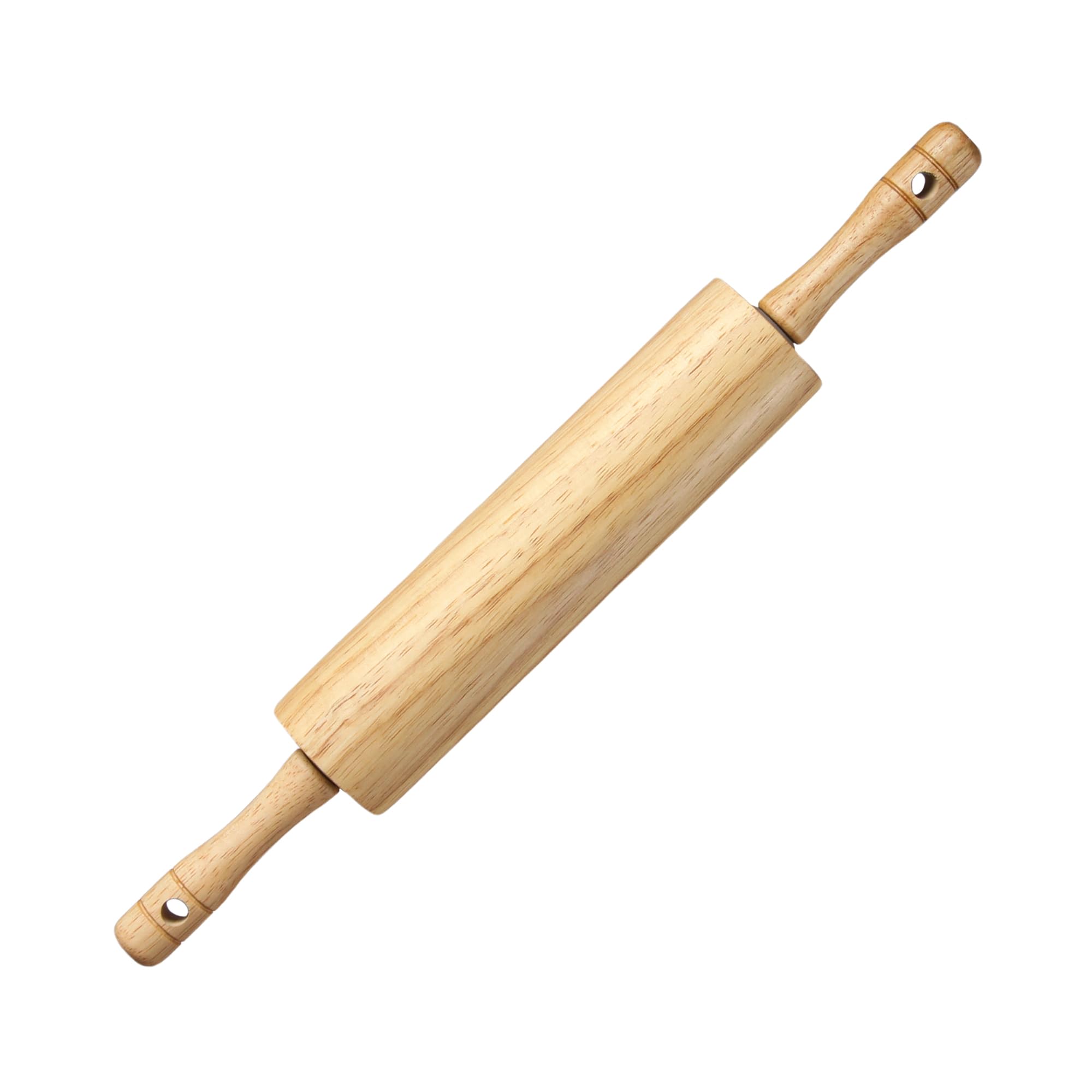 KARRYOUNG Rubber Wood Rolling Pin for Baking, Kitchen Dough Roller With Handles, Rodillo Para Masa, Rolling Pin for Dough, Pizza,Bread, Fondant & Tortilla