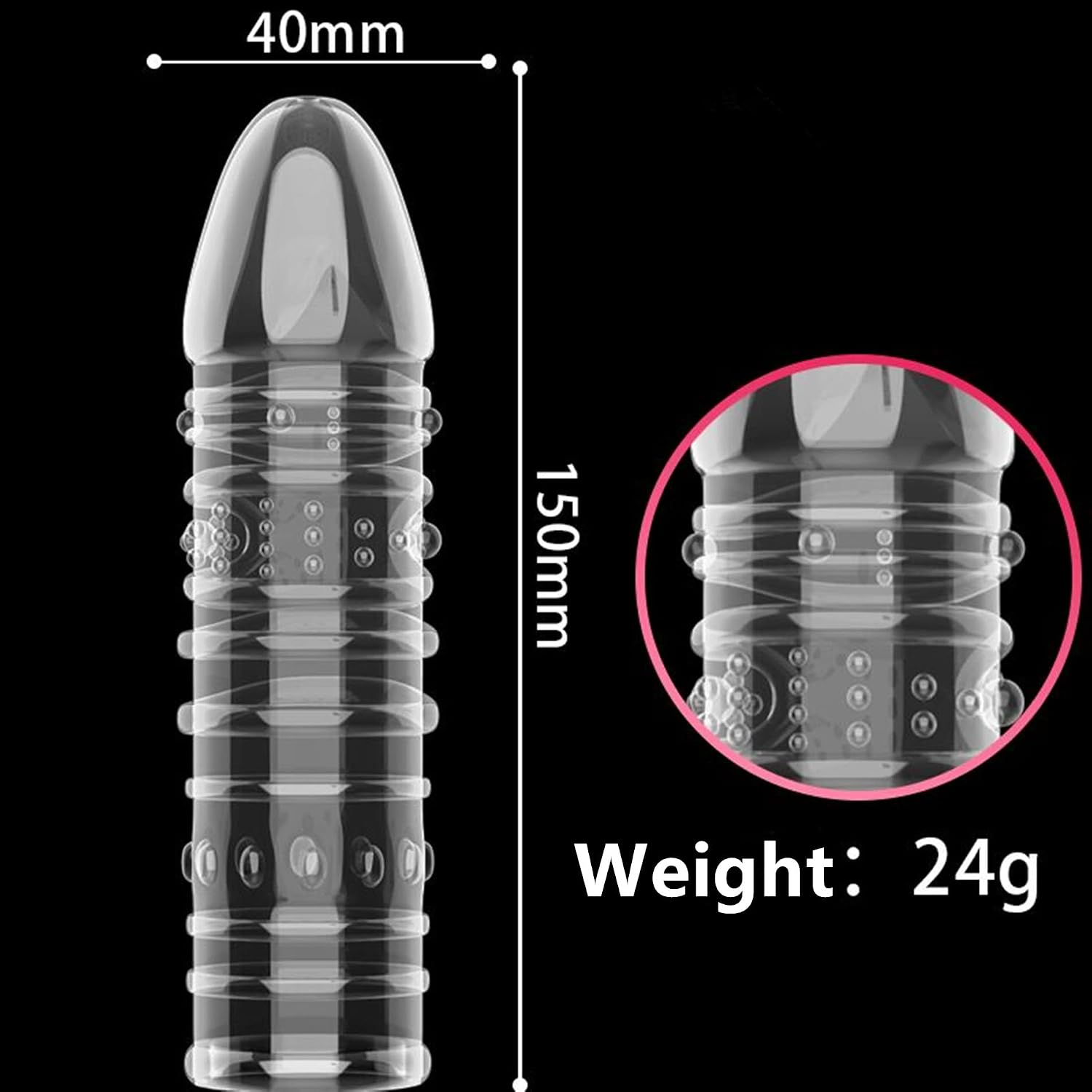 Threaded Condom Male Condom Adult Lock Crystal Sleeve 4 Designs（Pack of 4） Transparent