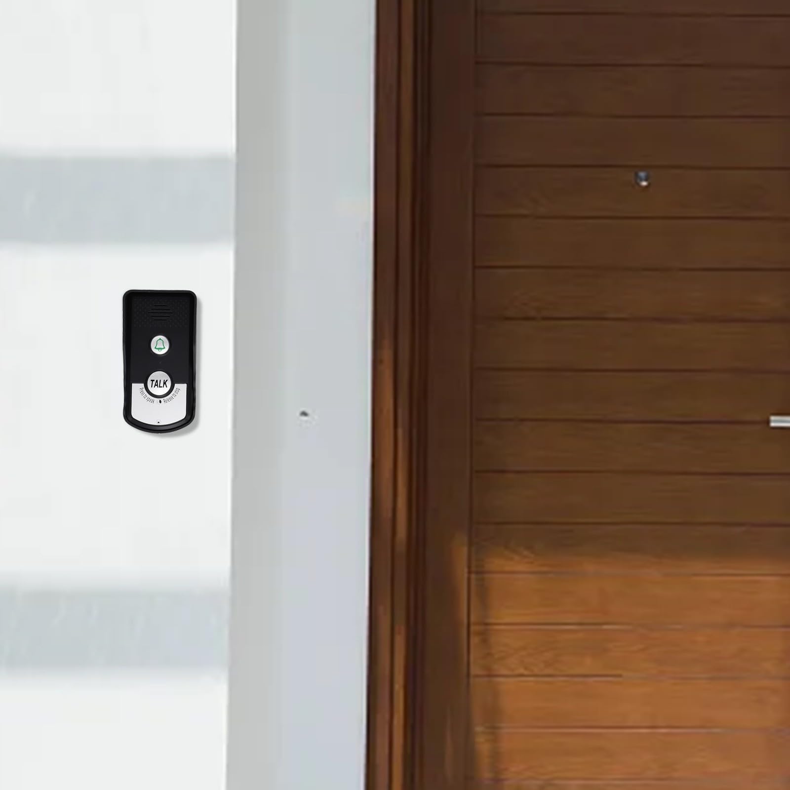 Timbre inalámbrico de largo alcance con audio bidireccional y transmisión de 1000 m, batería recargable integrada de 2000 mAh, unidad exterior impermeable, fuerte penetración (negro)