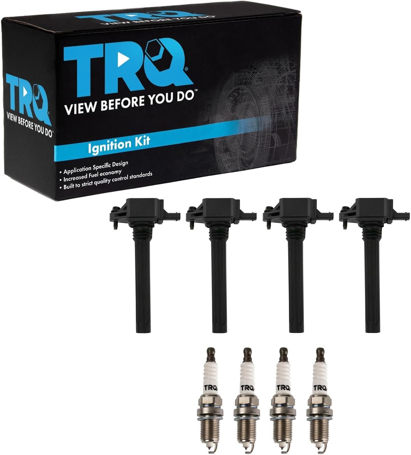 TRQ Ignition Coil and Spark Plug Kit 8 Piece Compatible with 2013 Dodge Dart