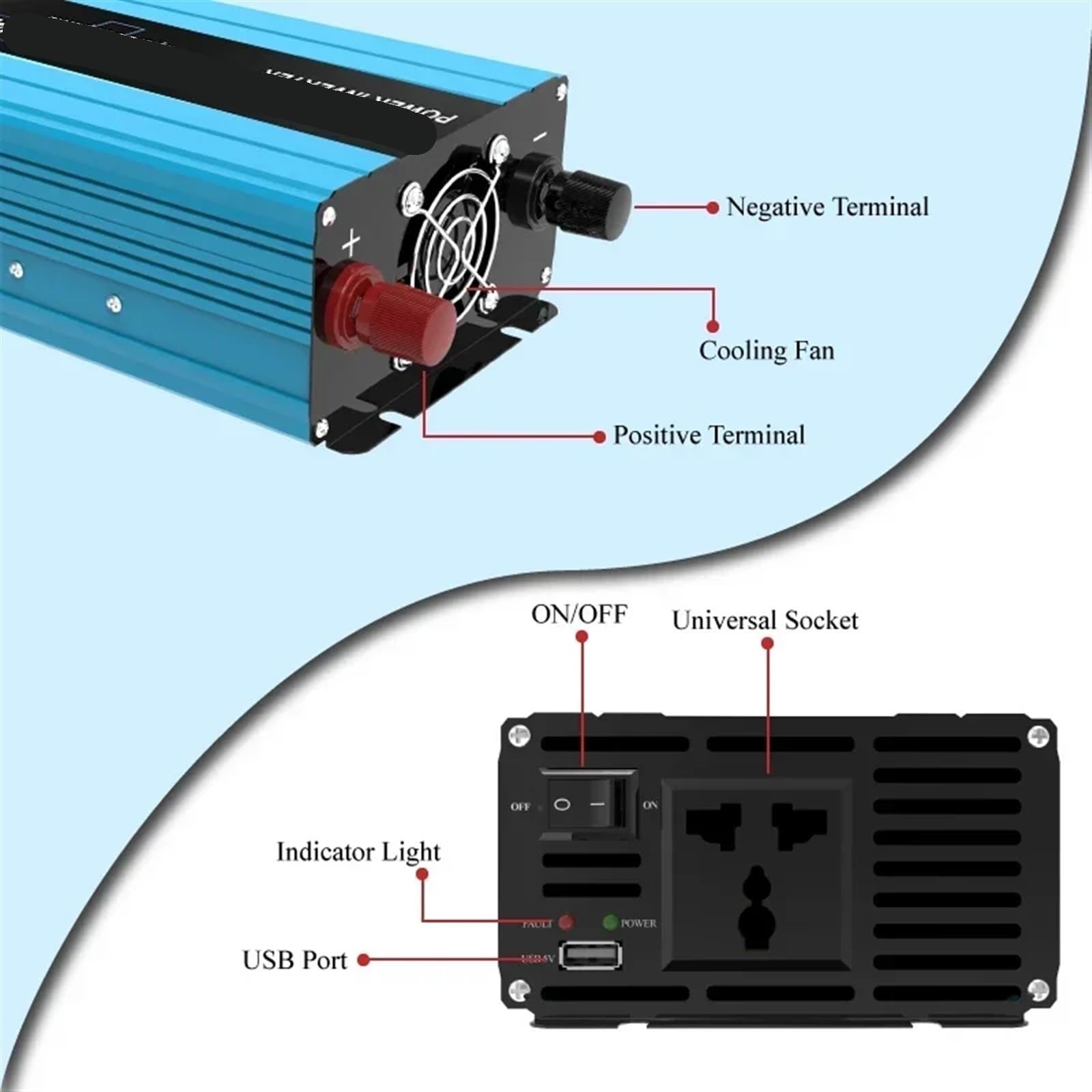 Modyfikowany falownik sinusoidalny DC 12V/24V do v 1500W konwerter mocy szczytowej 3000 W falowniki napięcia 50 Hz transformator samochodowy solarny,Stabilna konwersja mocy