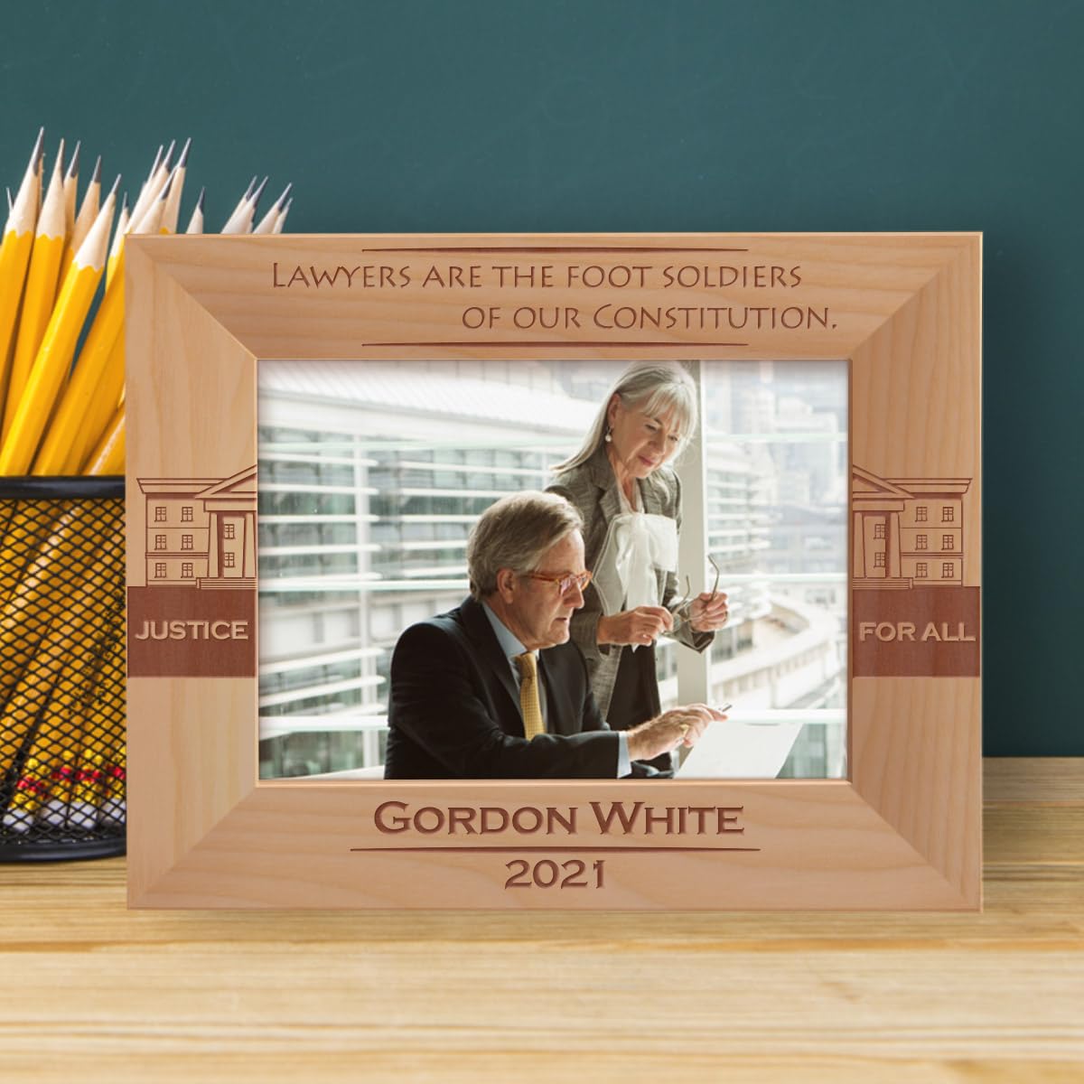 Lawyers Are The Foot Soldiers Of Our Constitution Personalized Wooden Frame-7" x 5" Brown Horizontal