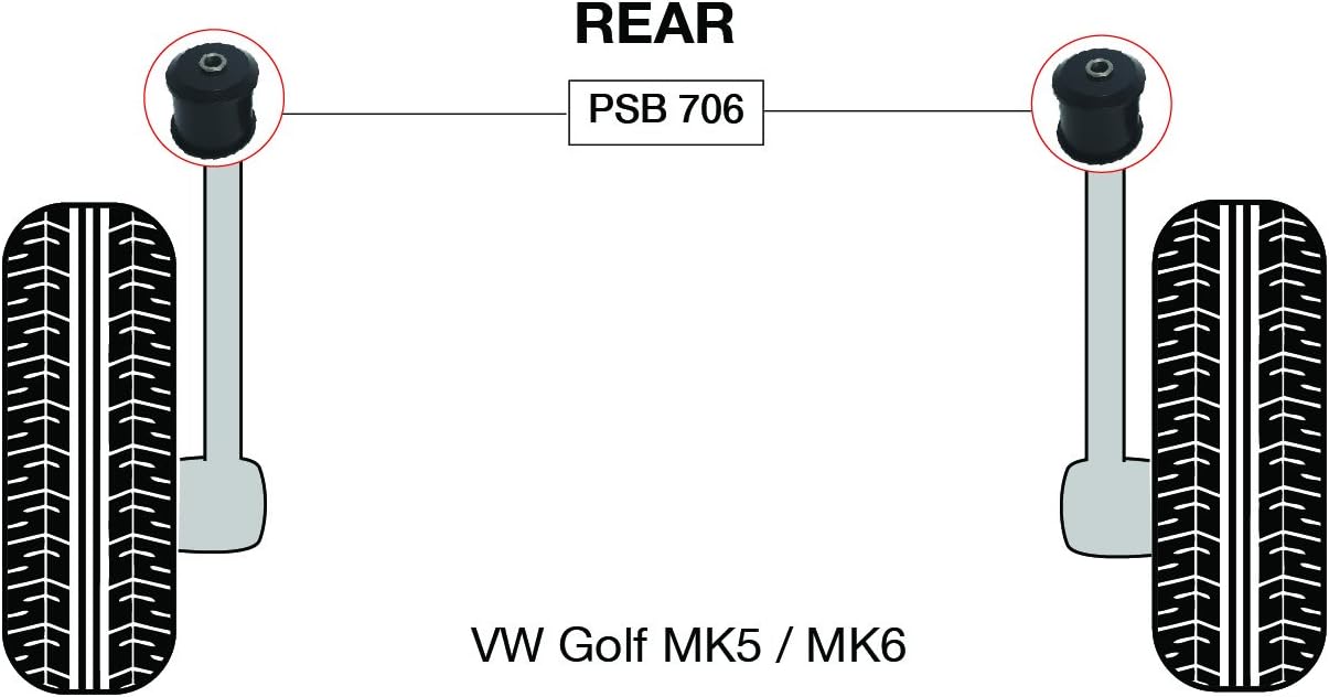 PSB Polyurethane Bush Golf MK5/MK6 (03-13) Rear Trailing Arm Bushing Kit - PSB706