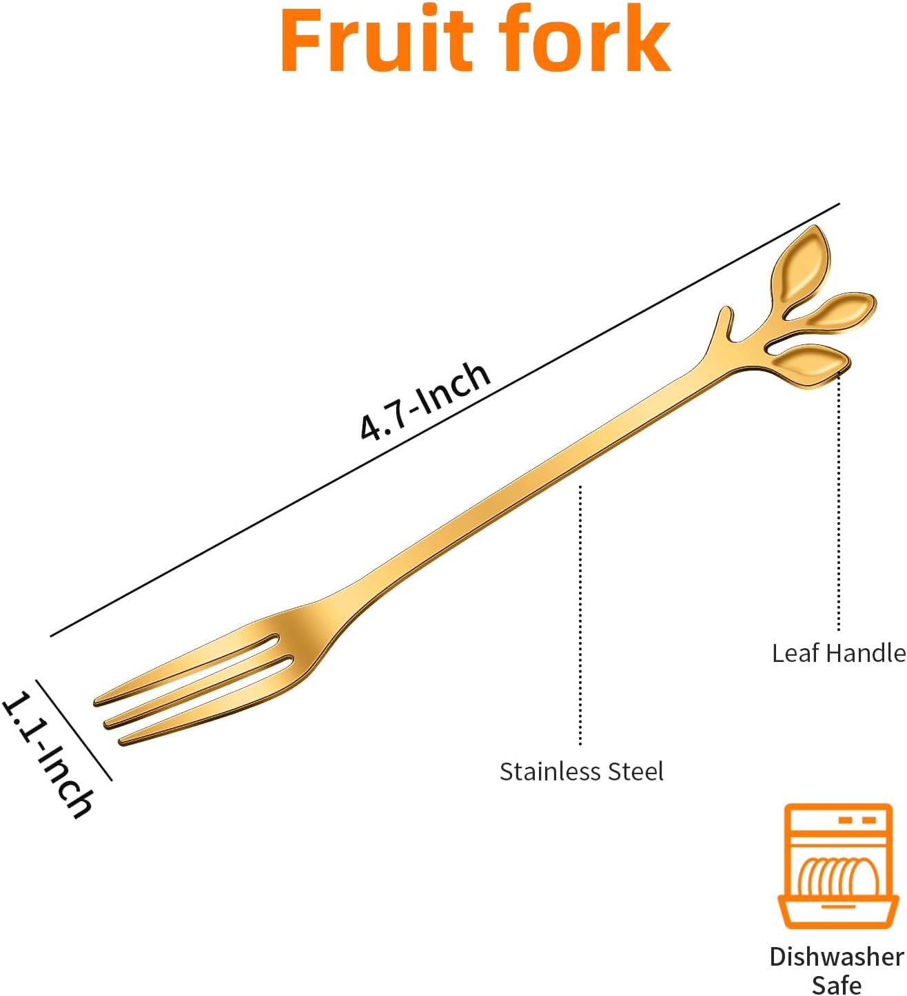 AnSaw Gold Swan Base Holder Set with 10 Pcs 4.7" Mini Leaf Spoons & Forks | Stainless Steel,Ideal for Coffee,Tea, Dessert,Appetizers, Tastings, Parties, Charcuterie & Cocktails