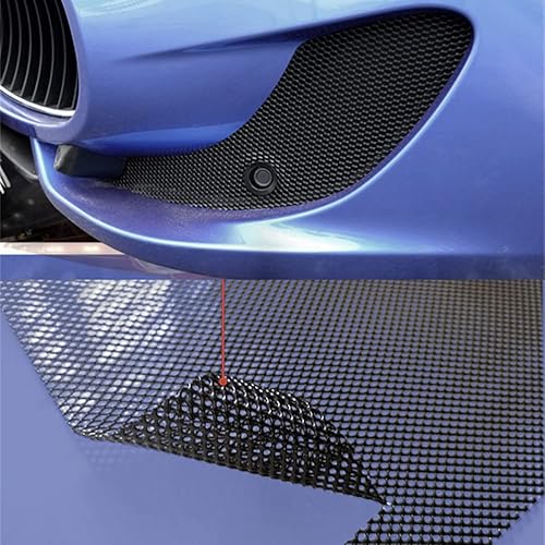 Miniatura 3 de Malla universal plateada de 40 x 13 pulgadas para parrilla de automóvil, aleación de aluminio, orificio rómbico para parachoques (negro 0.079 x