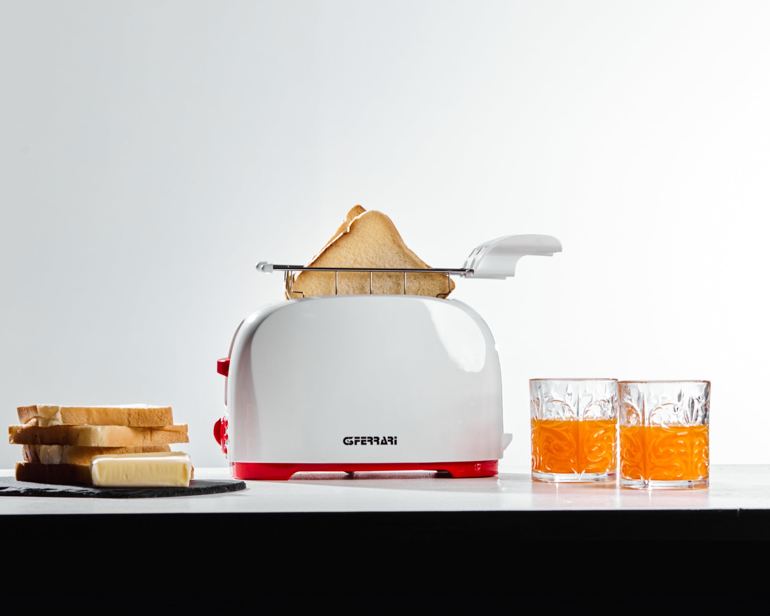 G3 Ferrari G10179 Tostapane To-Stàr, 800 Watt, Pinze INOX, Ampie fessure per toast farciti, Vassoio raccogli briciole, 7 livelli di cottura, Bianco