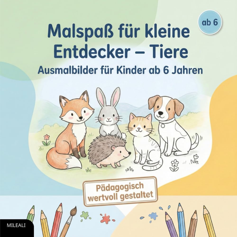 Malspaß für kleine Entdecker – Tiere: Ausmalbilder für Kinder ab 6 Jahren