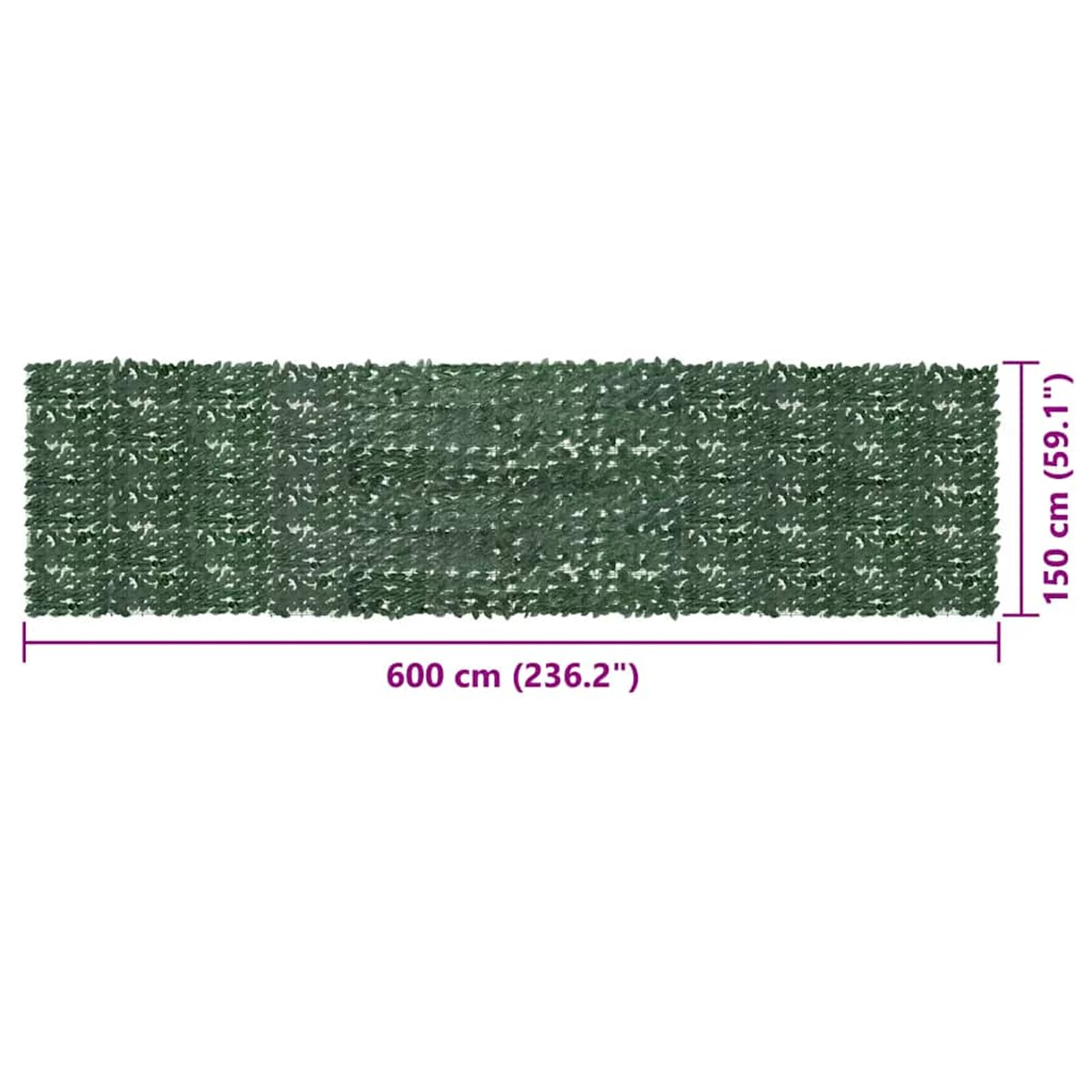 Osłona balkonowa, wzór liści, 600 x 150 cm, ciemnozielona, z polietylenu – przepuszczająca światło, do prywatności i wiatru, na balkon, taras, do ogrodu