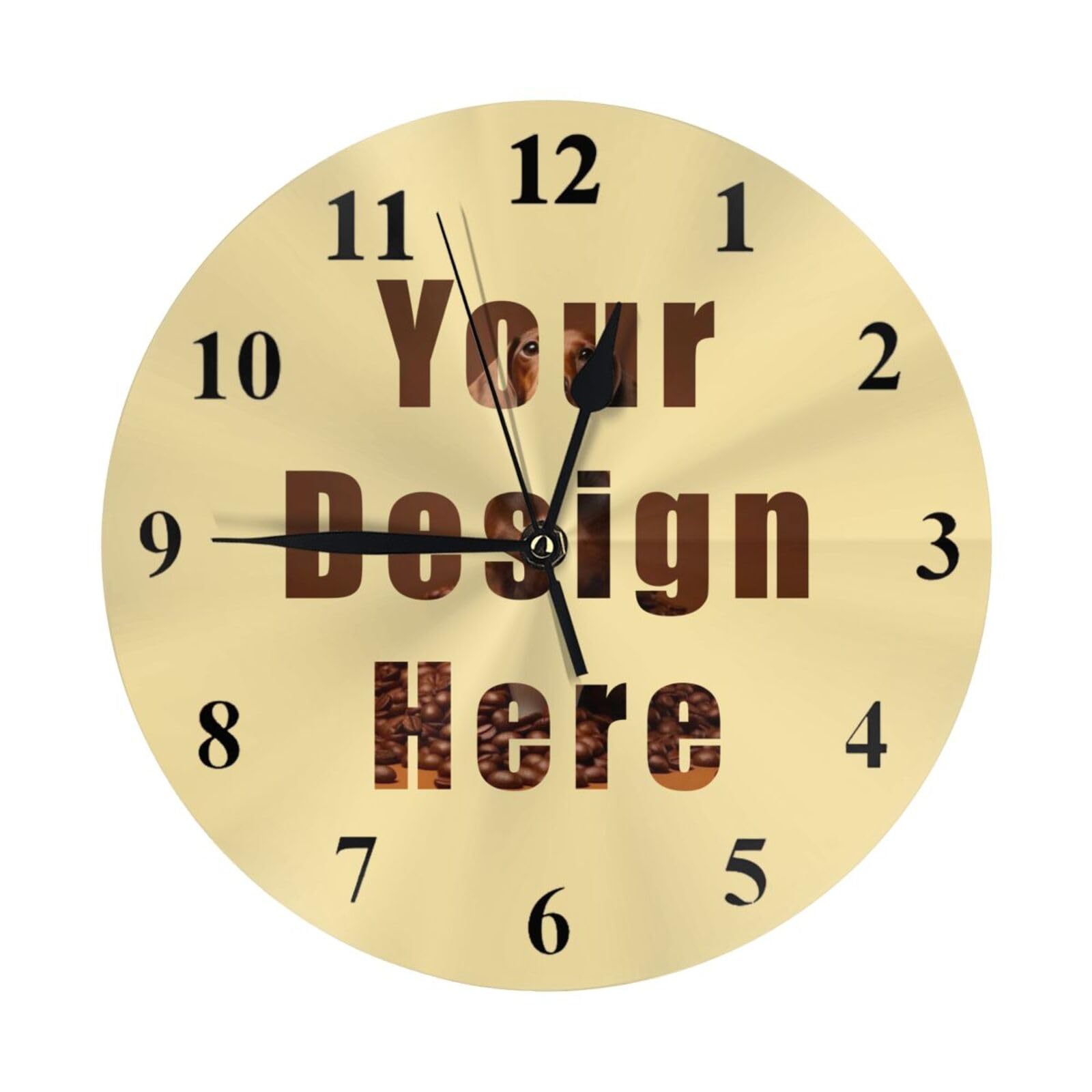 SJOAOAA Personalized Custom Round Wall Clock With Image Logo Non Ticking Battery Operated Clocks DIY Unique Wall Clocks 10Inch(25cm)
