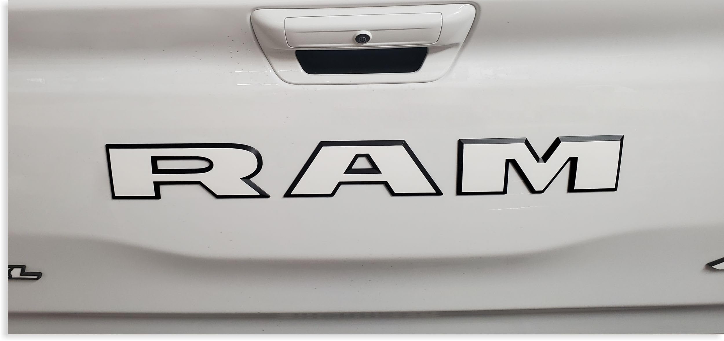 RAM Tailgate Emblem Overlay Decal Stickers 2025 Ram 1500 (Color: Gloss White)