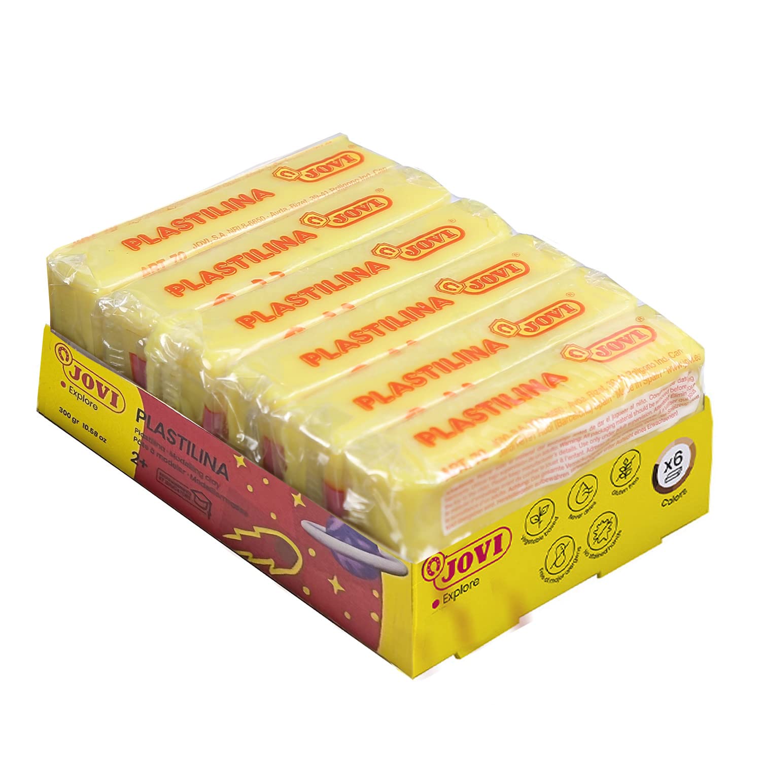 Jovi Plastilina Yellow Non-Drying Modelling Clay 50gms Each 6 Bars