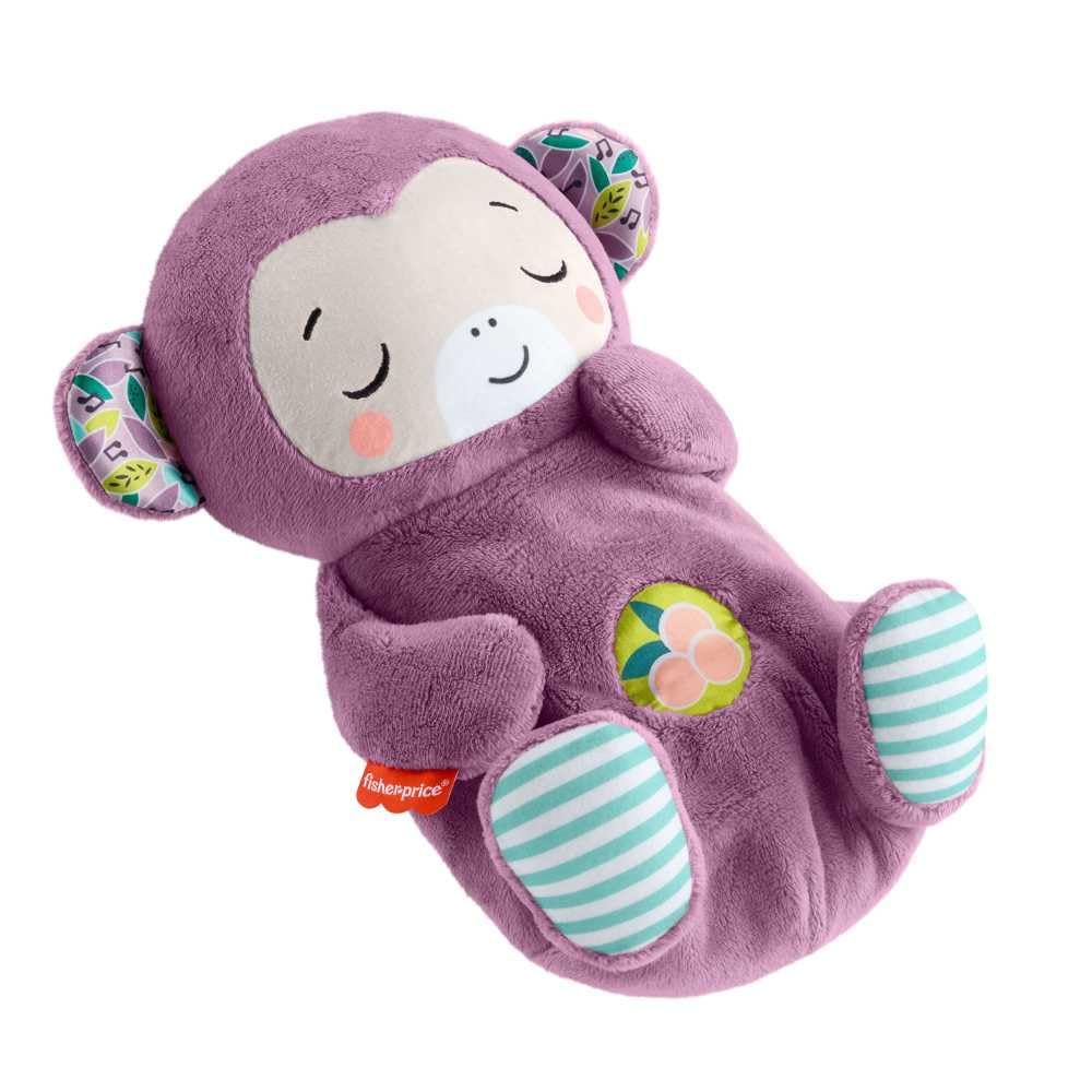 Fisher-Price - Scimmietta Viola Soffice Relax, peluche sensoriale portatile con movimento respiratorio e luci calmanti, melodie per il sonno del neonato, giocattolo per bambini, 0+ mesi, JLH41
