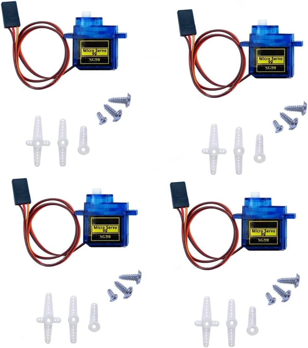 4PCS SG90 Servo Motor Micro Servo 9G Servo Motor for RC Robot Arm Helicopter Airplane Remote Control (4X)