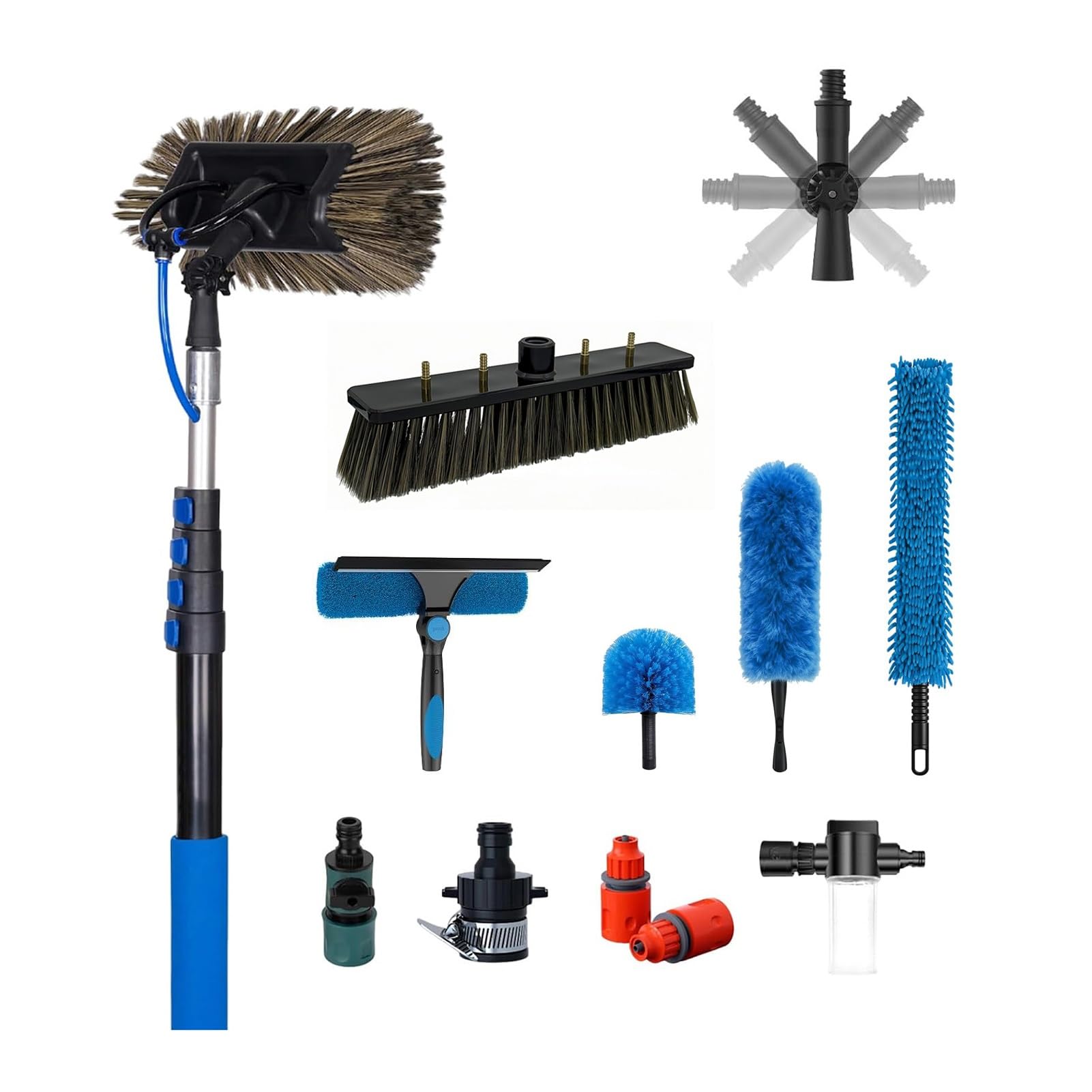 Solar Panel Cleaning Kit,100% Carbon Fiber Water Fed Pole with 12-40 FT Telescopic Extension Pole,High Reach Cleaning Tool for Roof,Windows,Gutters,Boat and Exterior Walls(9M)