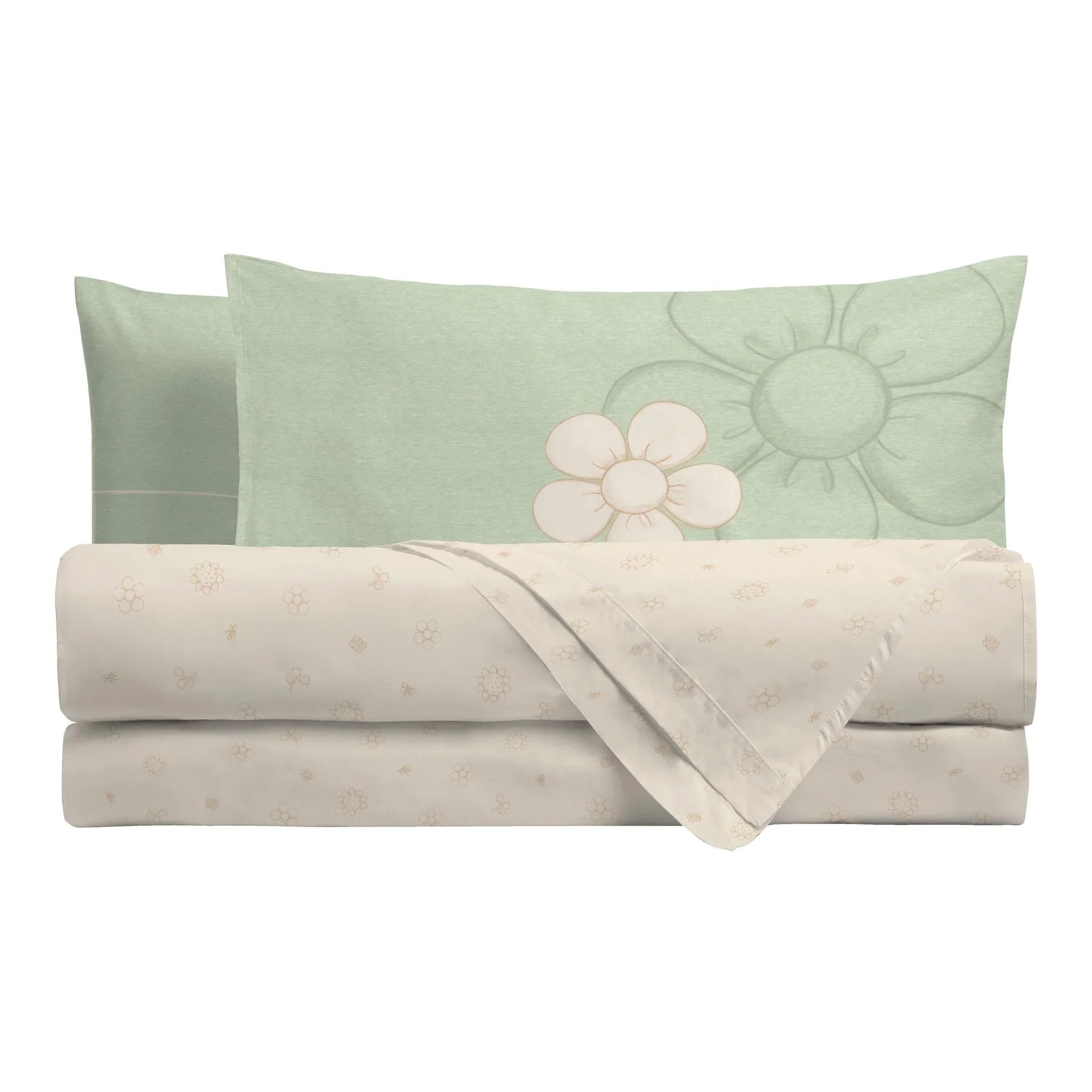 THUN - Green Bedding Set - Iconic Elegance Line - 100% Cotton - 1/2 P