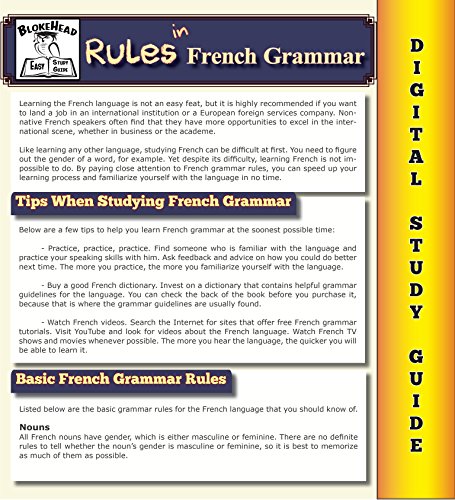 Rules In French Grammar ( Blokehead Easy Study Guide) (English Edition)