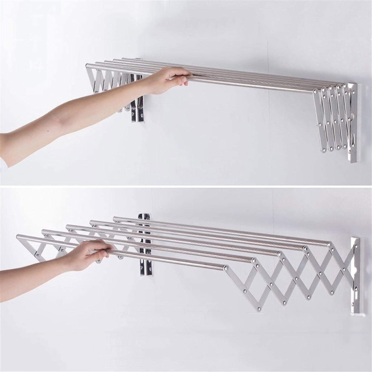 Clothes Drying Rack Clothes Airer Towel Rack Folding Retractable Wall Mounted Laundry Drying Rack Clothing Foldable Stainless Steel Bathroom Washing Line Garment Dryer,70