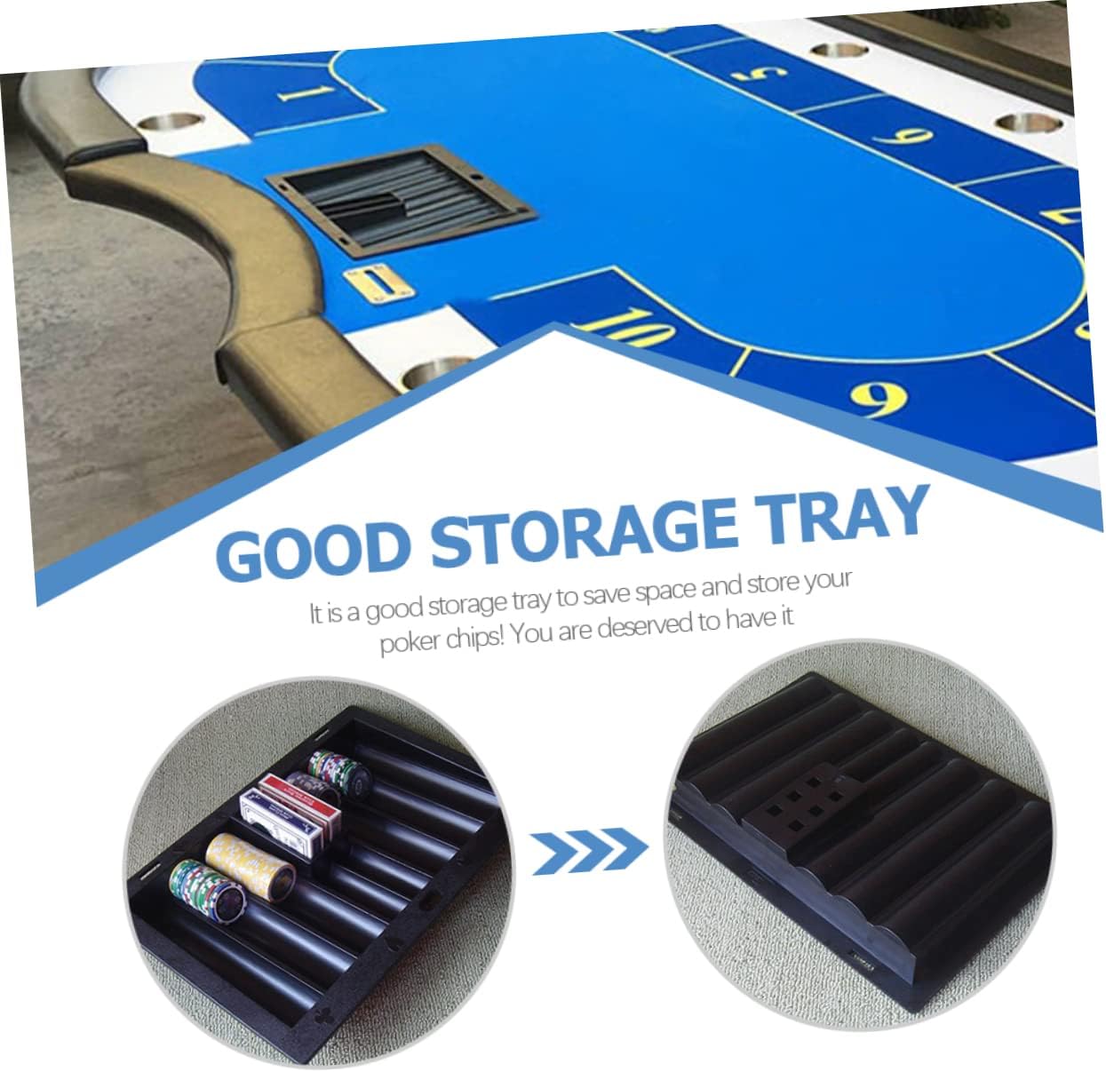 Toyvian Chip Tray Chip Poker Tray Chips Holder Poker Table Chip Rack Serving Tray Compartments Poker Chip Holder
