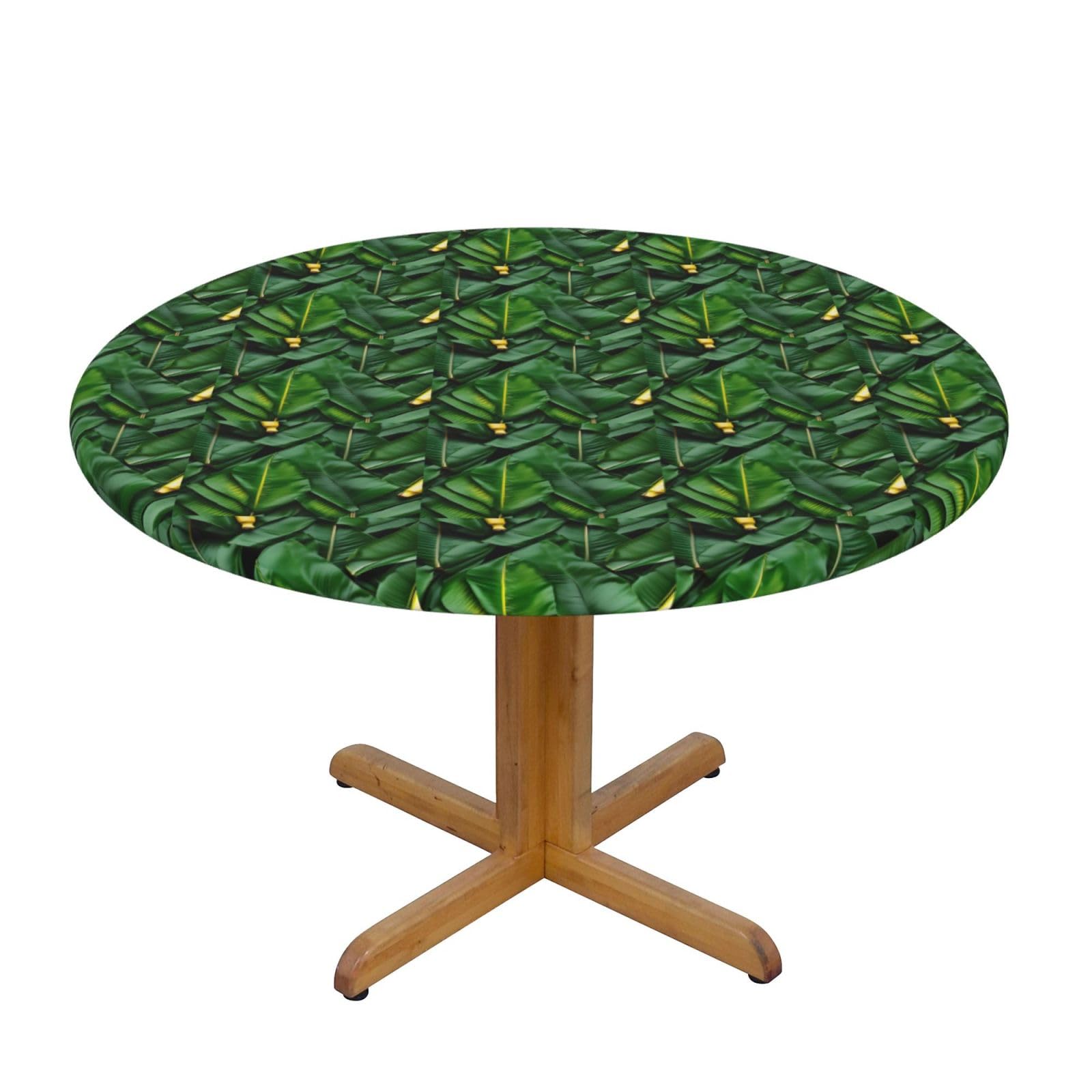 Nappe ronde imprimée feuilles de bananier anti-tache pour repas
