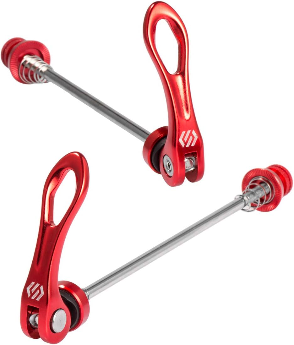 Chooee Quick Release Skewers Front & Rear Set for Mountain Bike or Road Bike (red/Black)