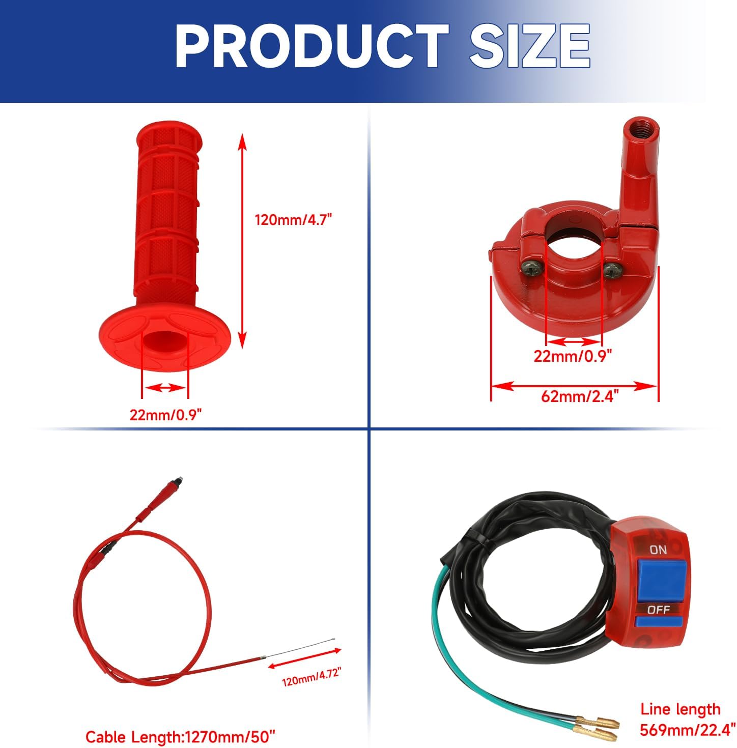 Aluminum 212 Hemi Flywheel 10krpm & 7/8" Mini Bike Throttle Assembly Kit Compatible with Coleman CT200U CT200U-EX BT200X Baja Warrior MB200 MB165 Mini Bike Go Kart Parts