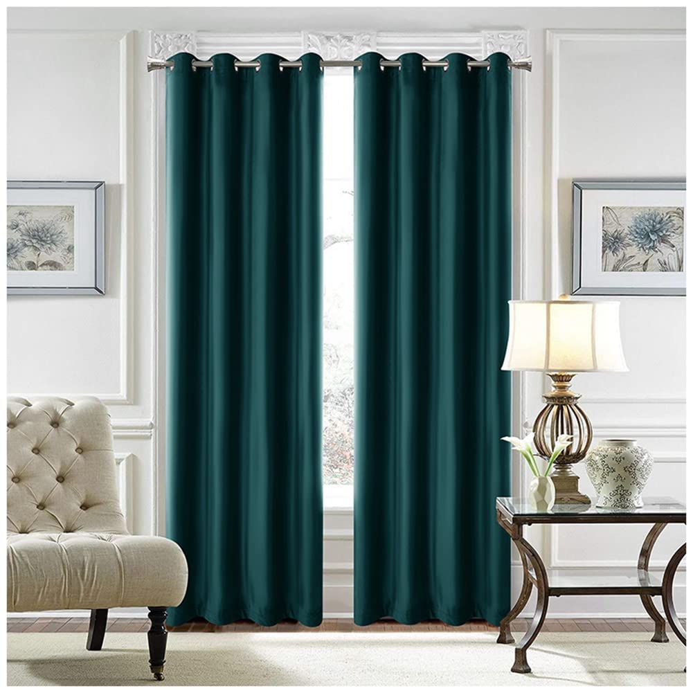 GUOCU Crushed Velvet Eyelet Top Curtains Super Soft Lined Blackout Curtains Bedroom, Living Room Home Decorative Window Treatment Thermal Insulated Blackout Curtains Green2 42X84|106X213cm(1 Panel)