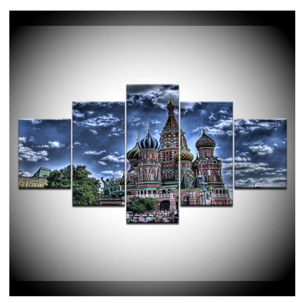 Tableau Impression Sur Toile 5 Parties Cadeau De Peinture Chateau Du Ciel Salon Cafe Hotel Deco Tableau Artistique Avec Cadres 80x150cm Buy Online In Antigua And Barbuda At Antigua Desertcart Com Productid