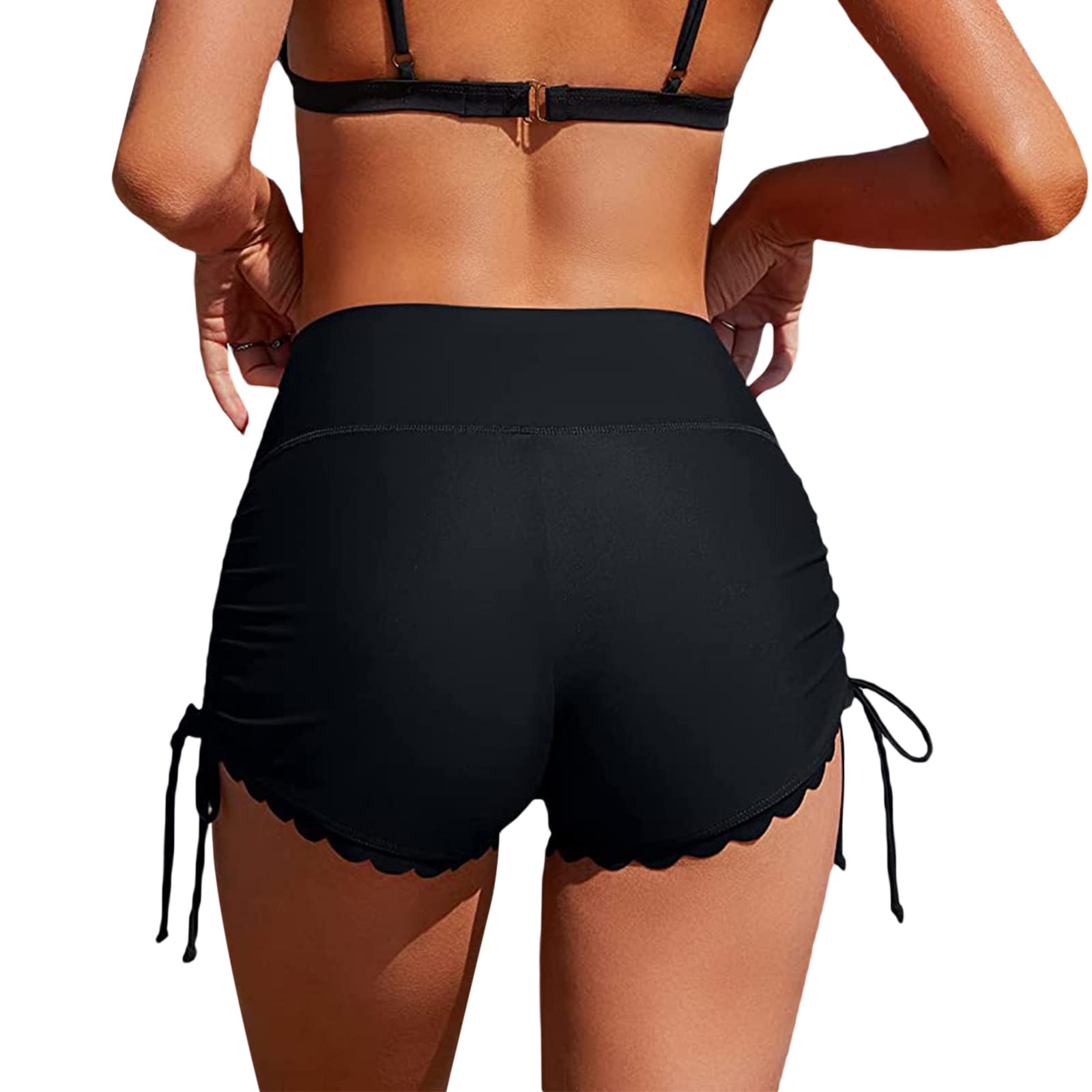 Pantalón corto de baño para mujer de bajo traje de baño corto de cintura alta bragas Boxer con cordón para playa piscina natación deporte