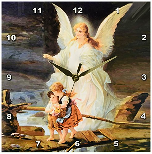3dRose LLC Guardian Angel Wall Clock, 10 by 10-Inch