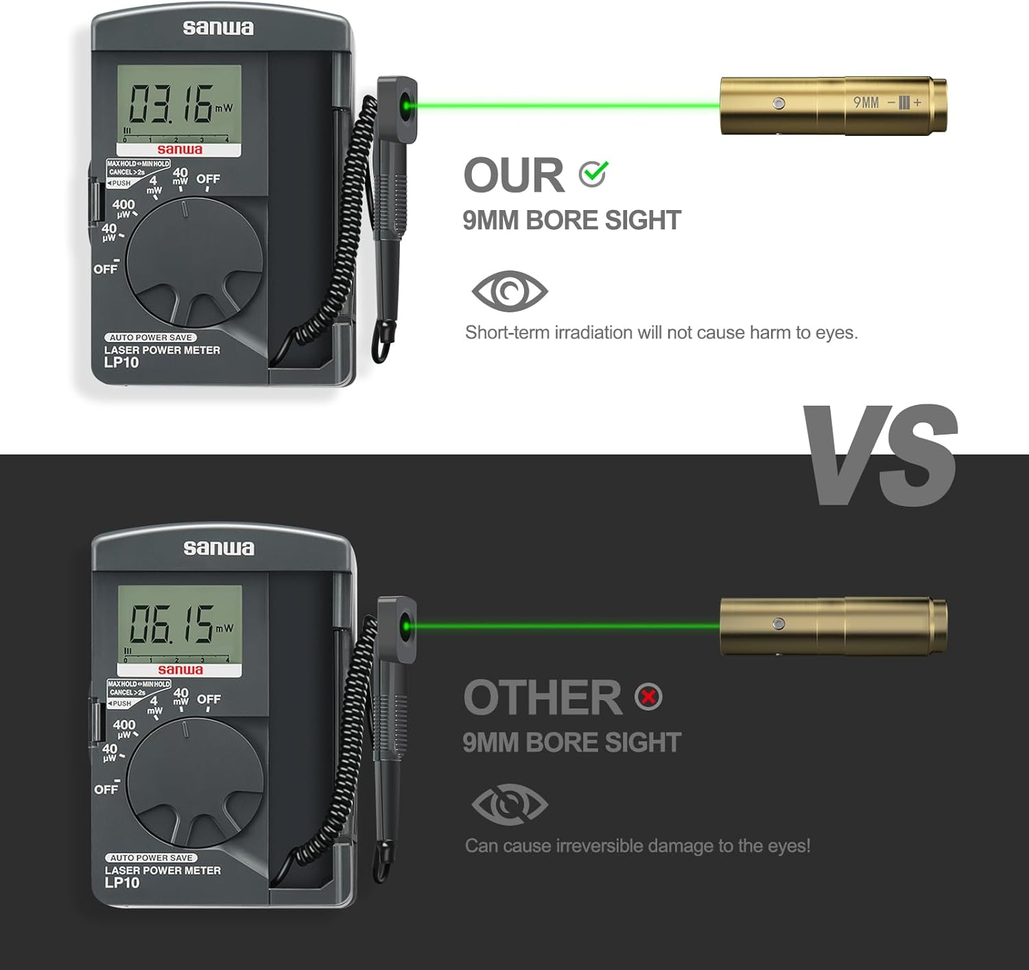 Feyachi Green Bore Sight 9mm/223 5.56mm/12 Gauge Bore Sight Laser Boresighter with 3 Sets of Batteries