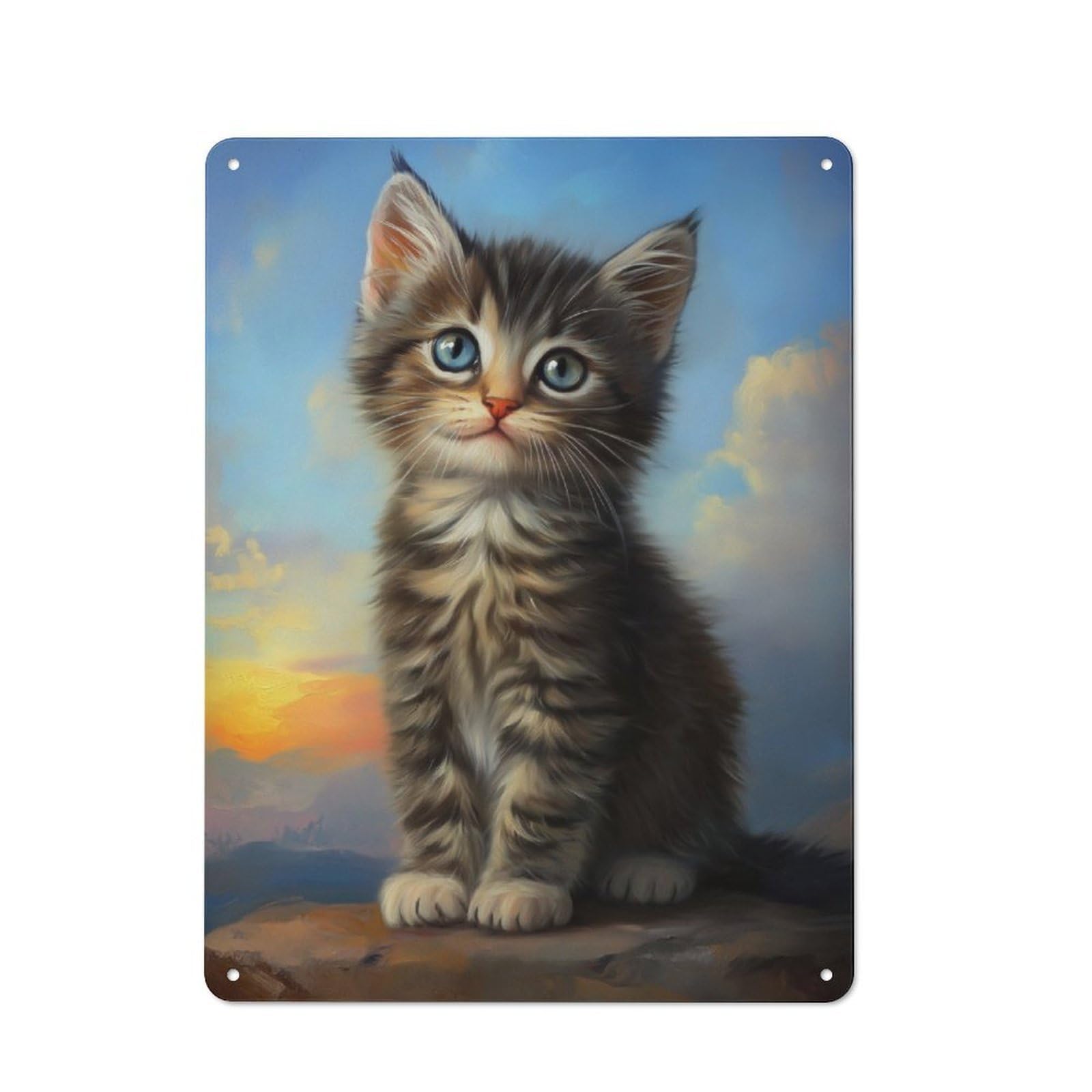 Junmoney Cute Kitten Retro Metal Wall Sign 40X30cm With For Garage Wall, A Decorative Metal Sign For Garages And Workshops