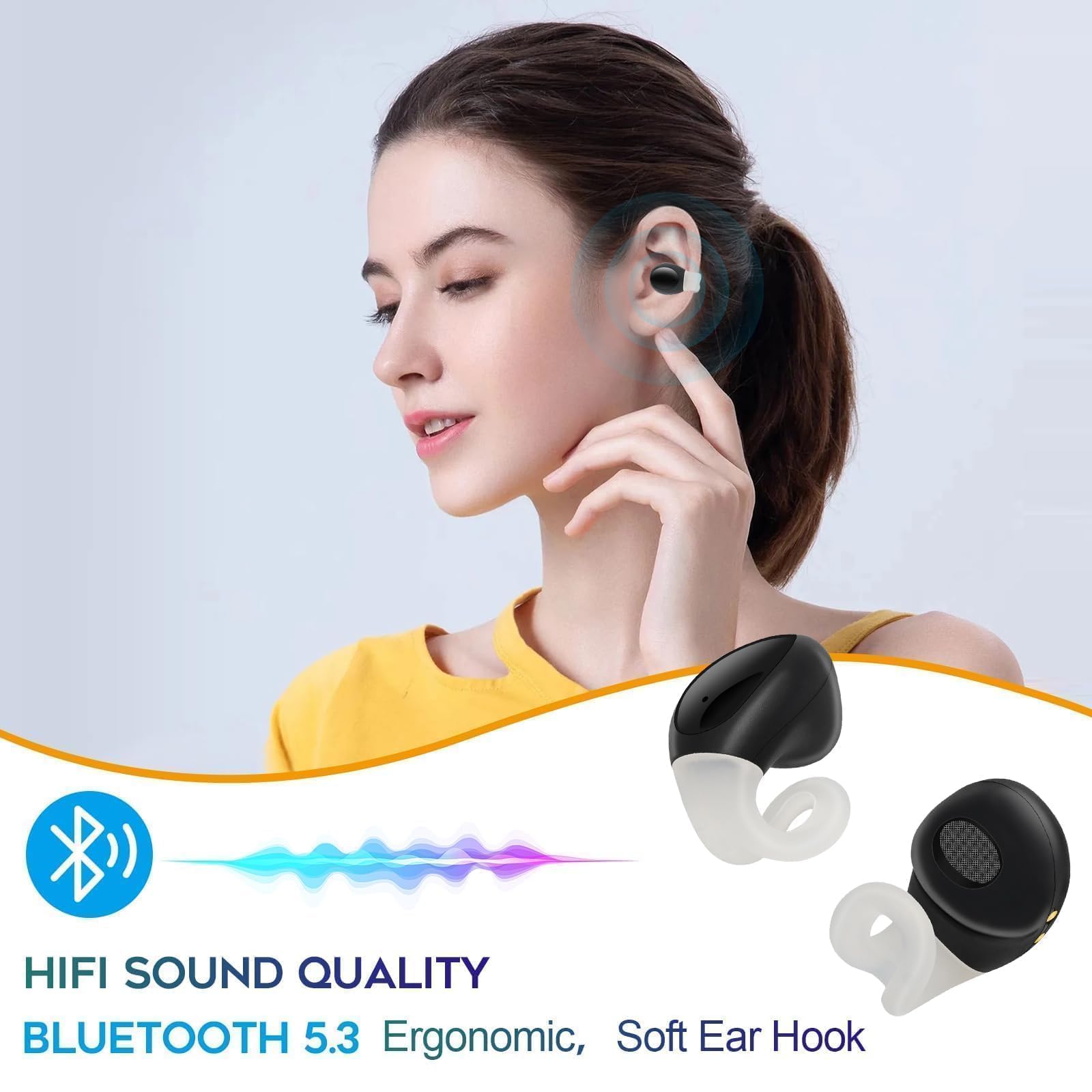 Nowe bezprzewodowe słuchawki Bluetooth z klipsem, otwarte przewodnictwo kostne, redukcja szumów mini Bluetooth 5.3, odpowiednie do biegania